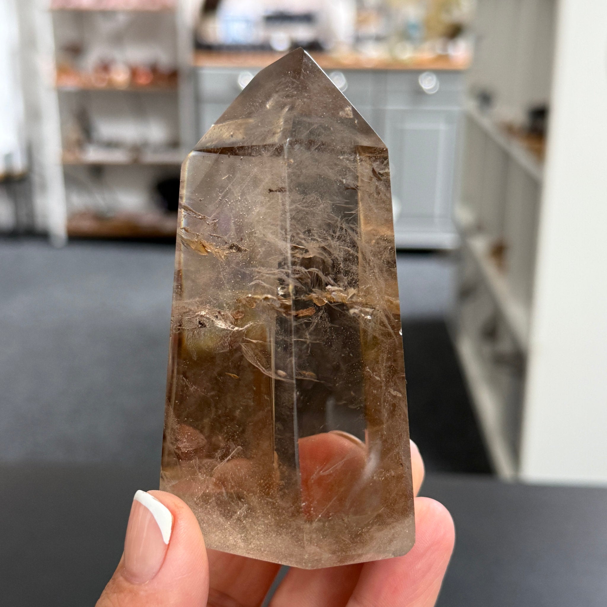 🤎 River Rolled Smoky Quartz Tower – Madagascar