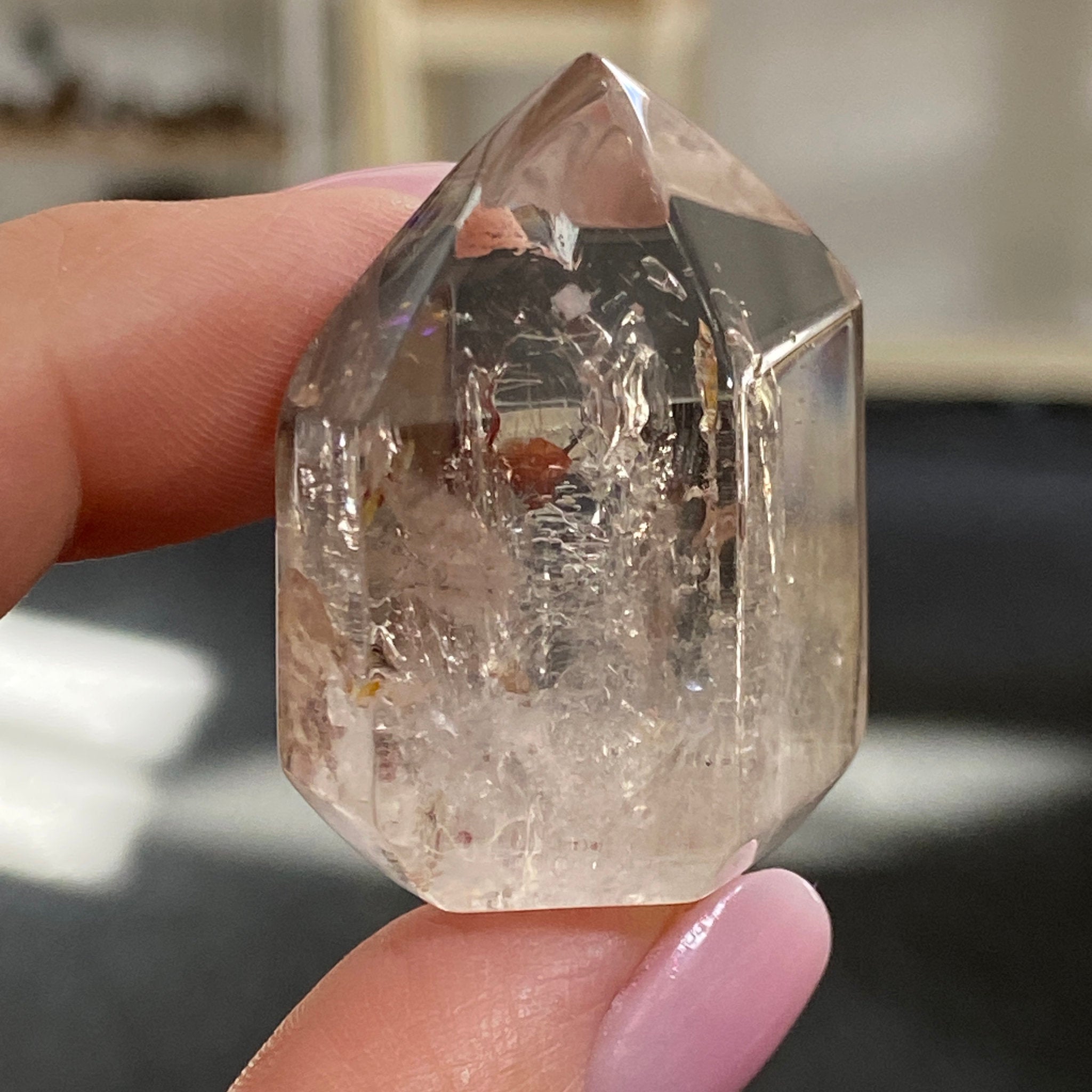 Smoky Quartz Point with Fast-Moving Enhydro – Brazil