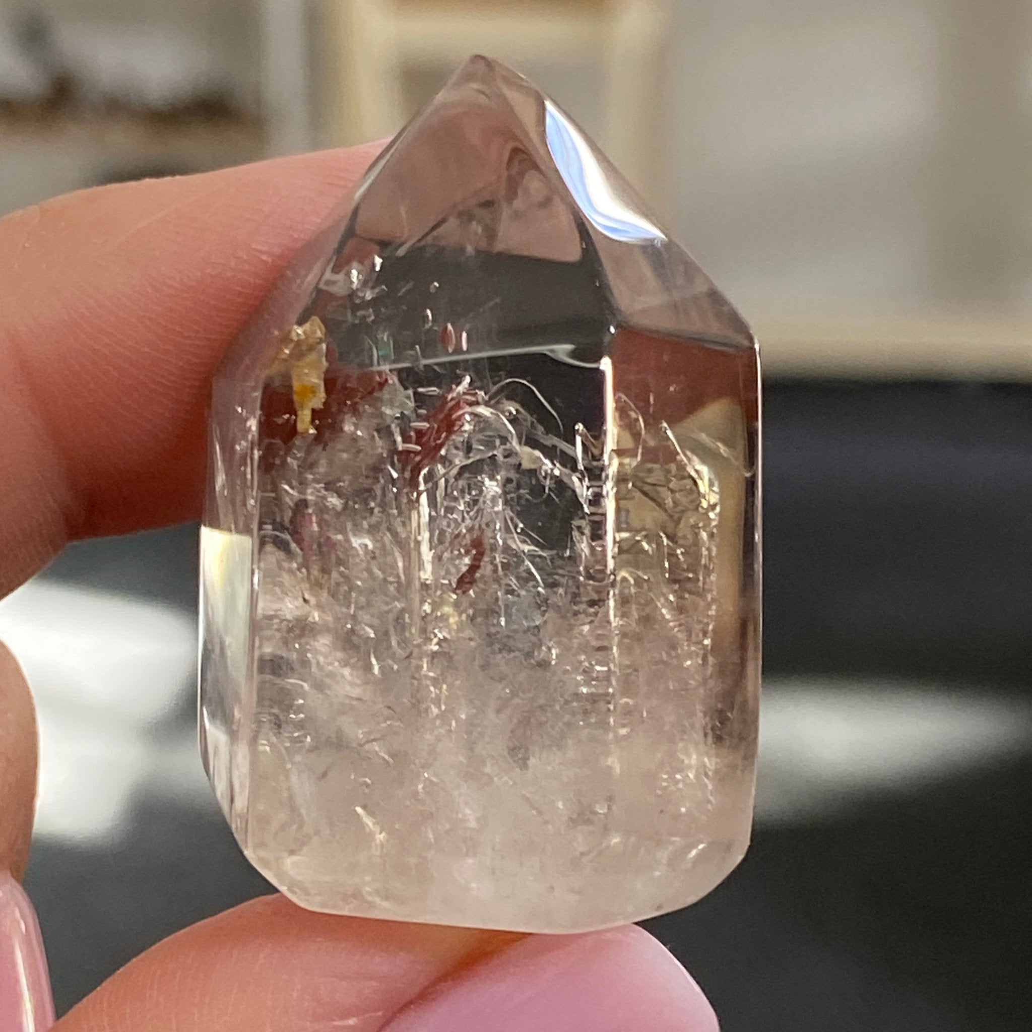 Smoky Quartz Point with Fast-Moving Enhydro – Brazil