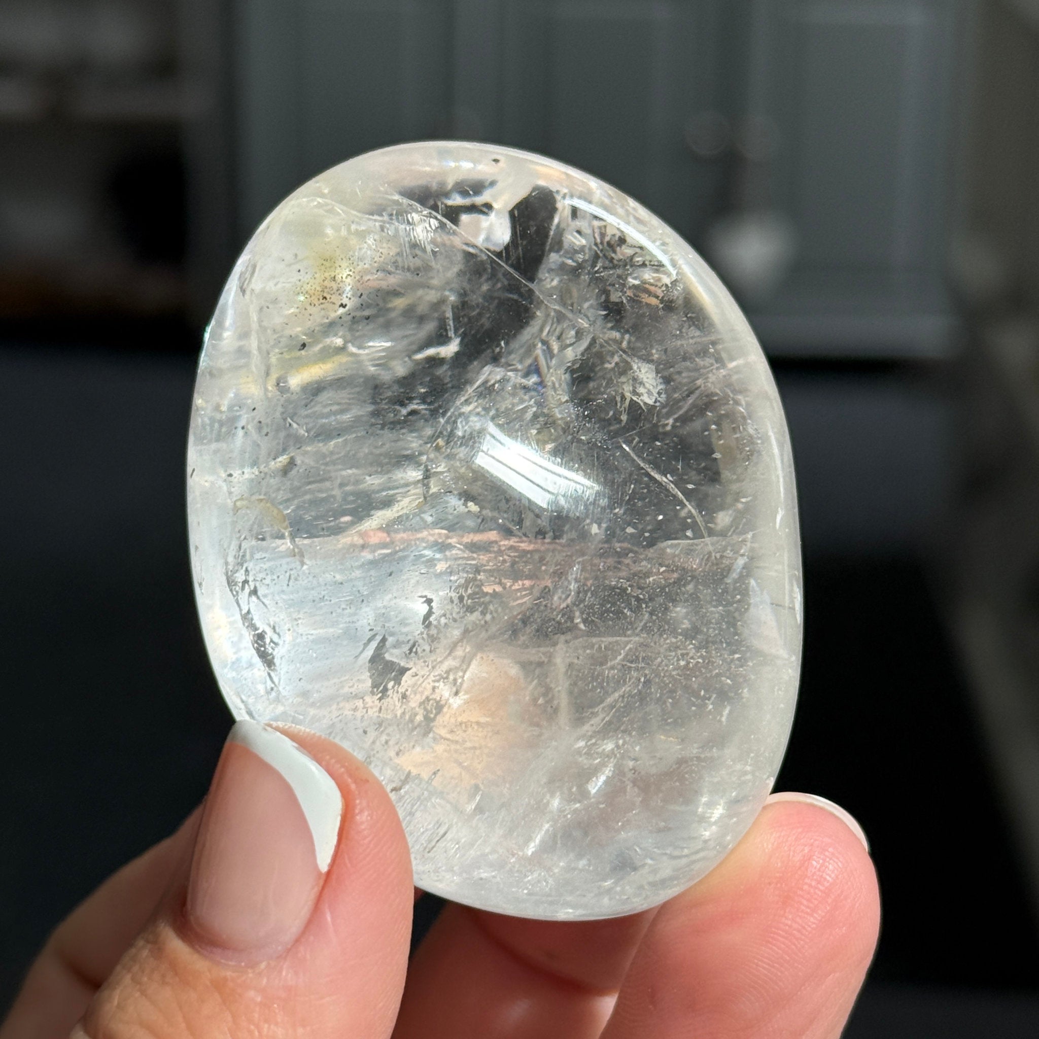 🌞 Golden Healer Clear Quartz Palm Stone – Madagascar