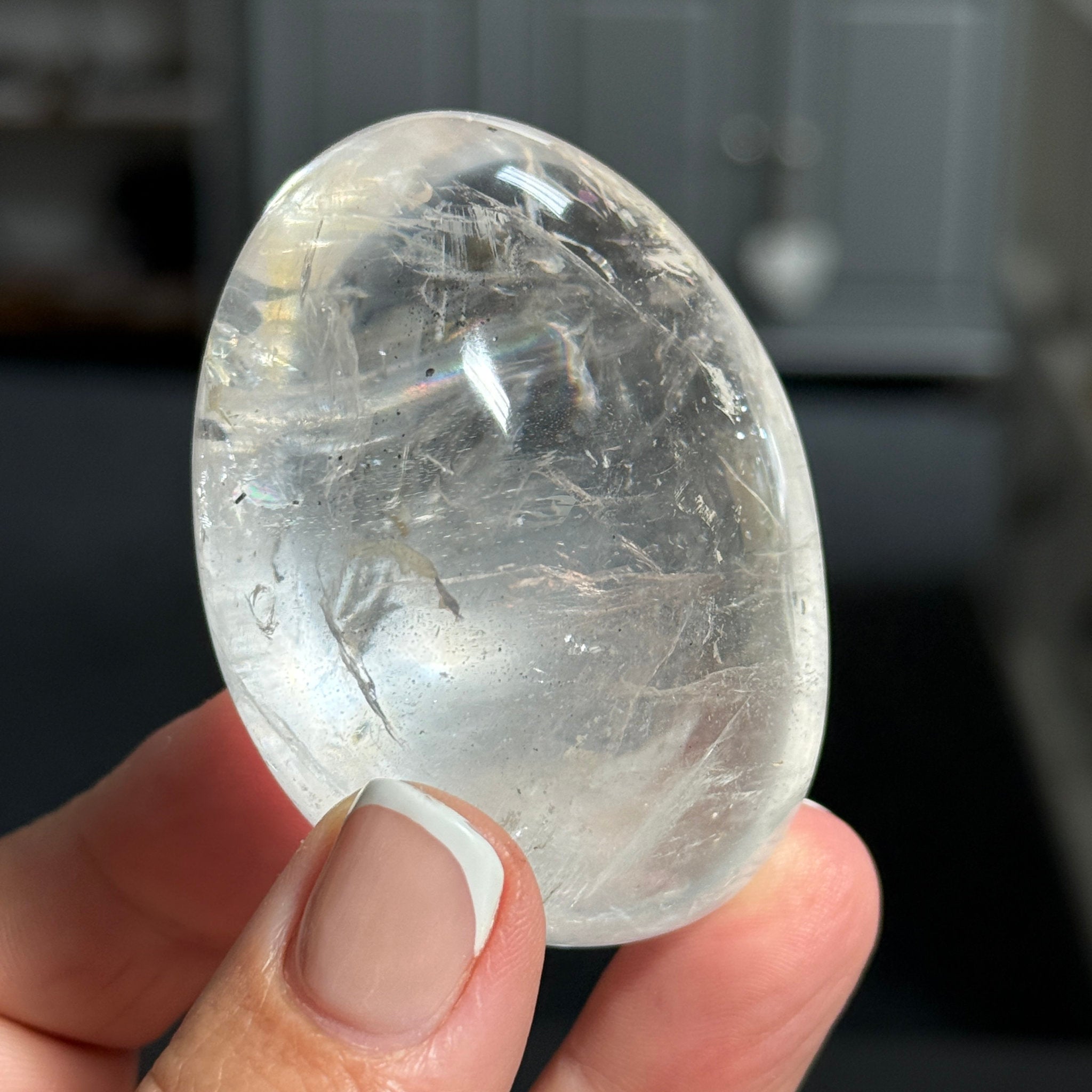 🌞 Golden Healer Clear Quartz Palm Stone – Madagascar