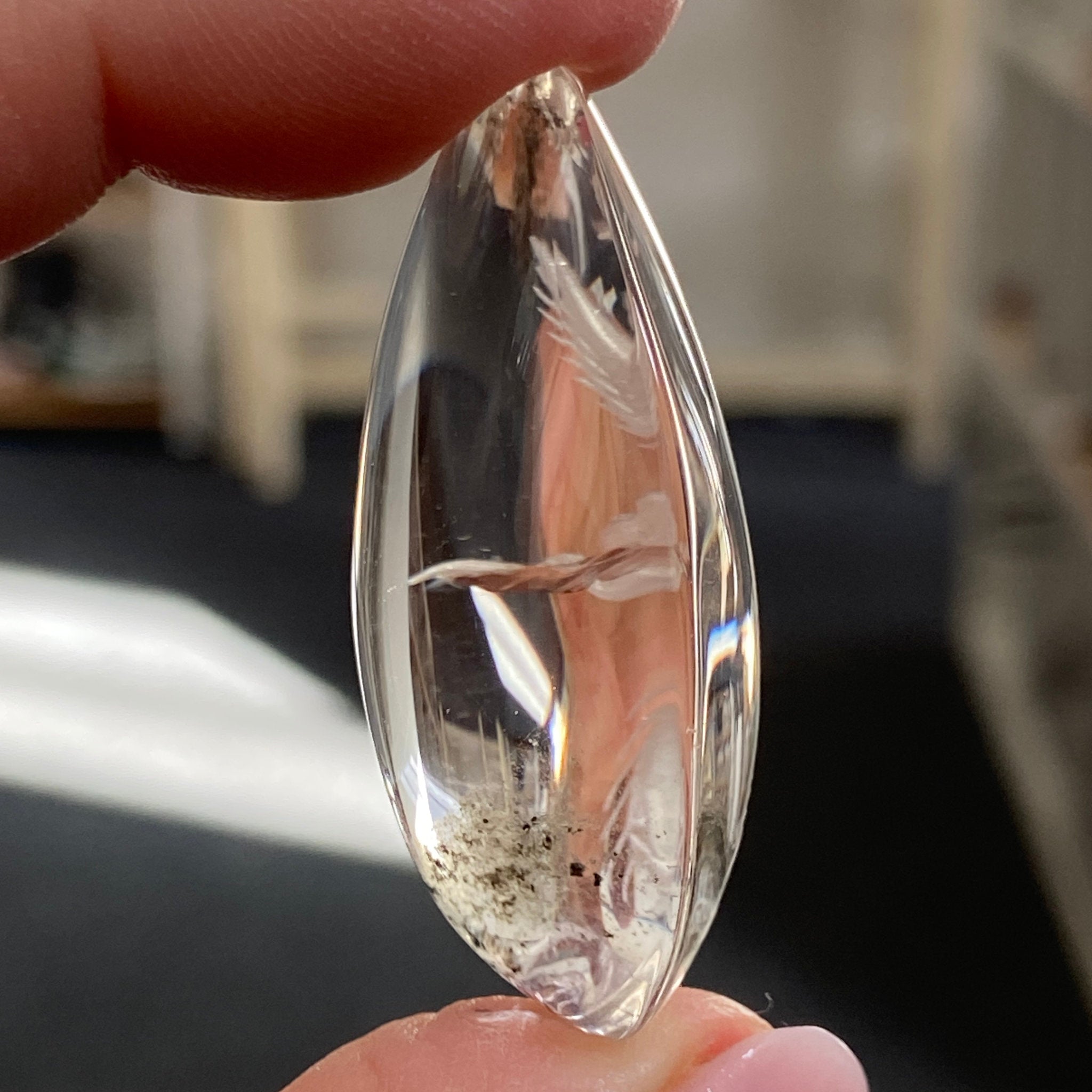 Clear Quartz with Phoenix Rising- Diamond Tip Etching