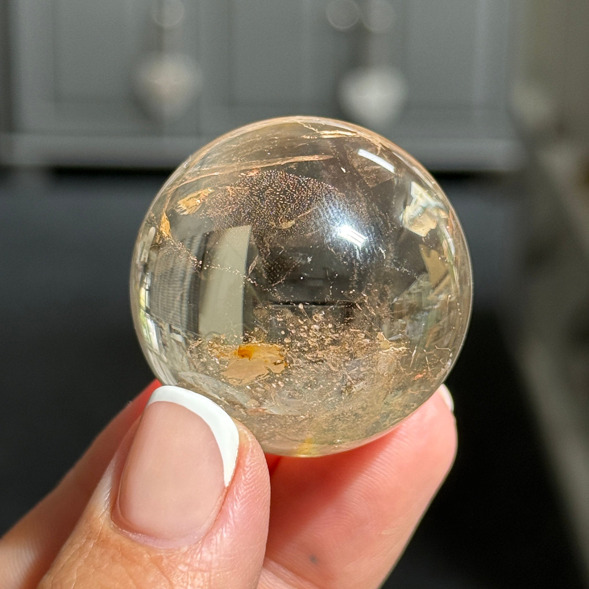 🌞 Natural Citrine Sphere with Golden Healer Inclusion – Madagascar