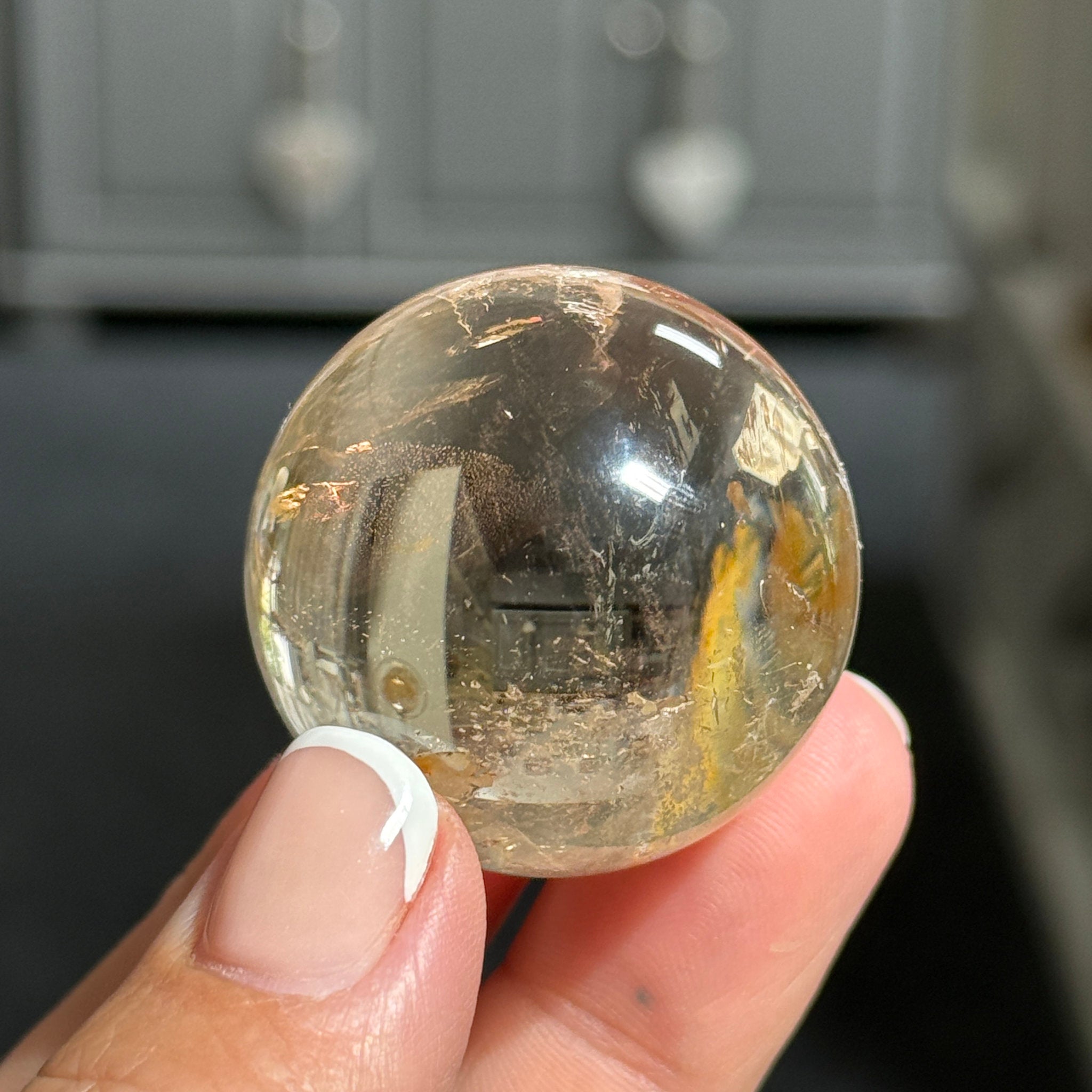 🌞 Natural Citrine Sphere with Golden Healer Inclusion – Madagascar
