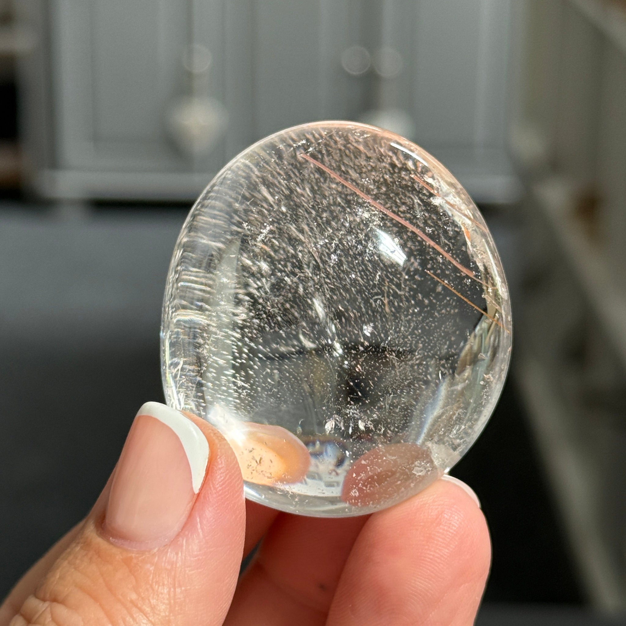 ✨ Clear Quartz Palmstone with Red Rutile – Madagascar