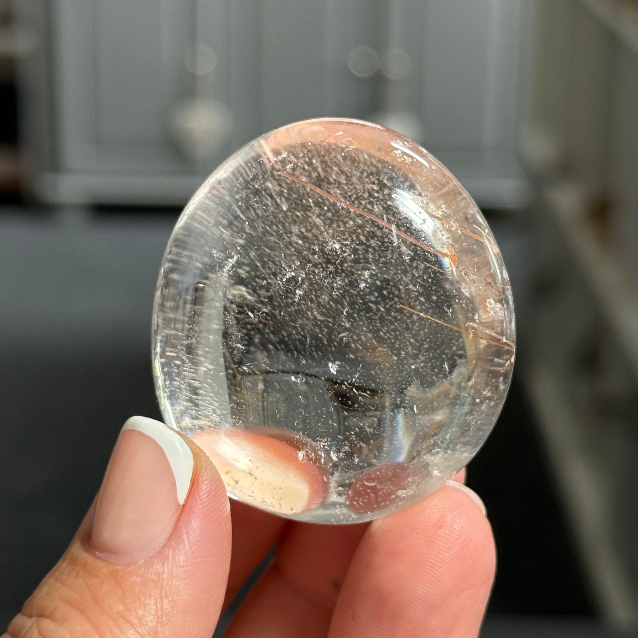 ✨ Clear Quartz Palmstone with Red Rutile – Madagascar