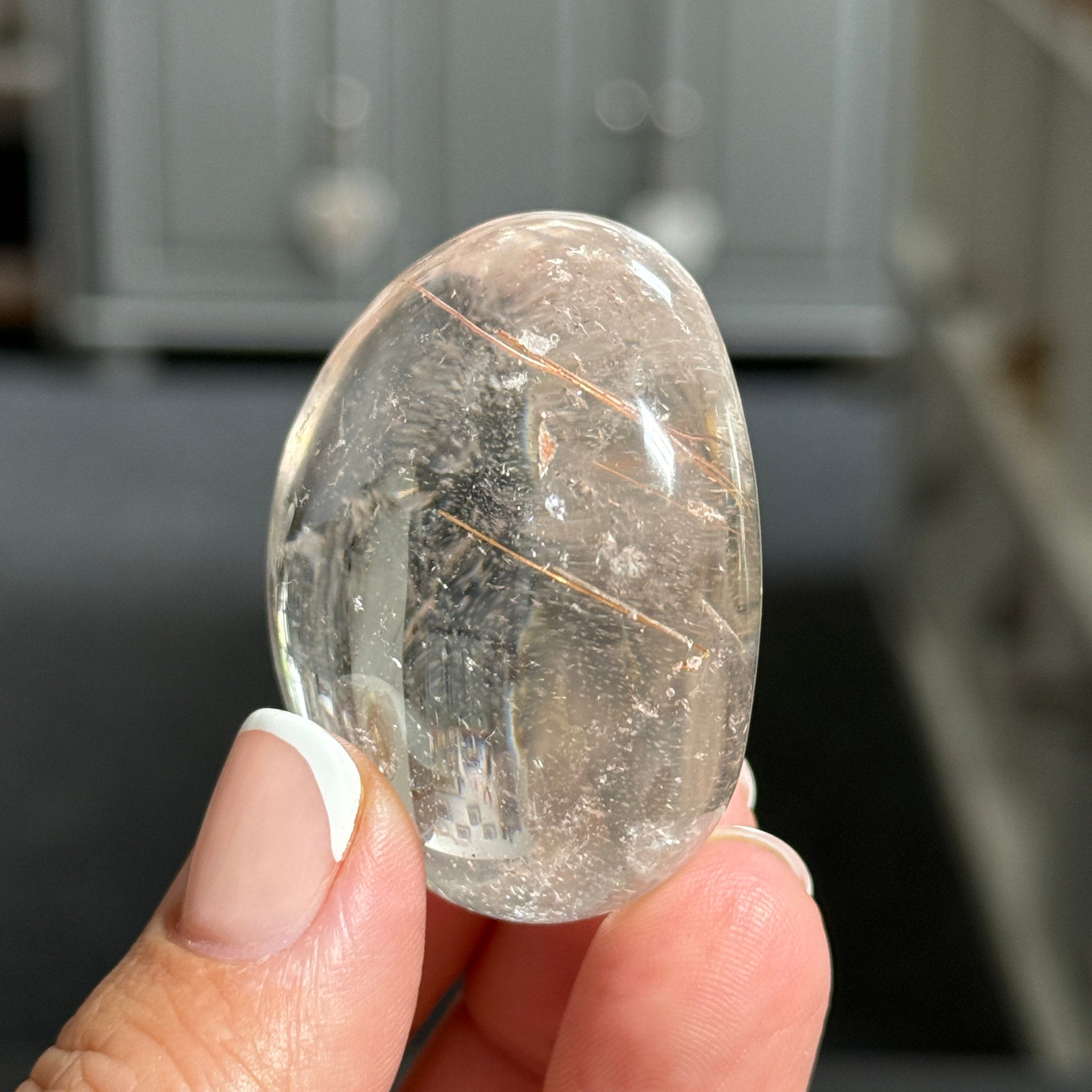 ✨ Clear Quartz Palmstone with Red Rutile – Madagascar