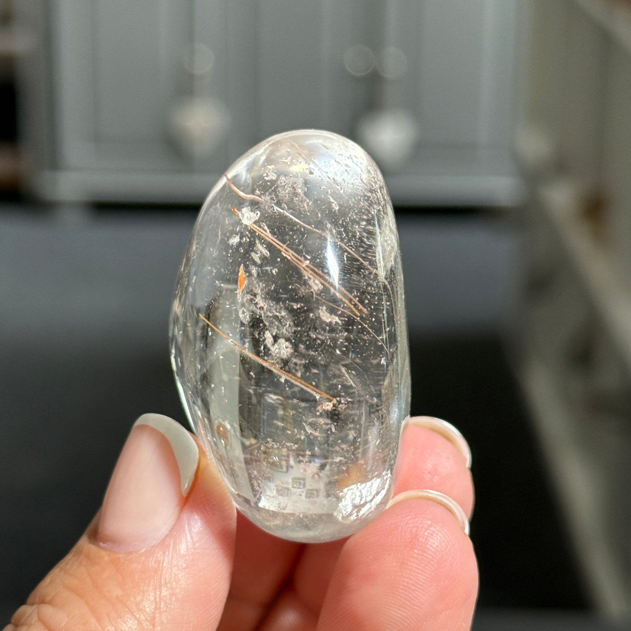 ✨ Clear Quartz Palmstone with Red Rutile – Madagascar