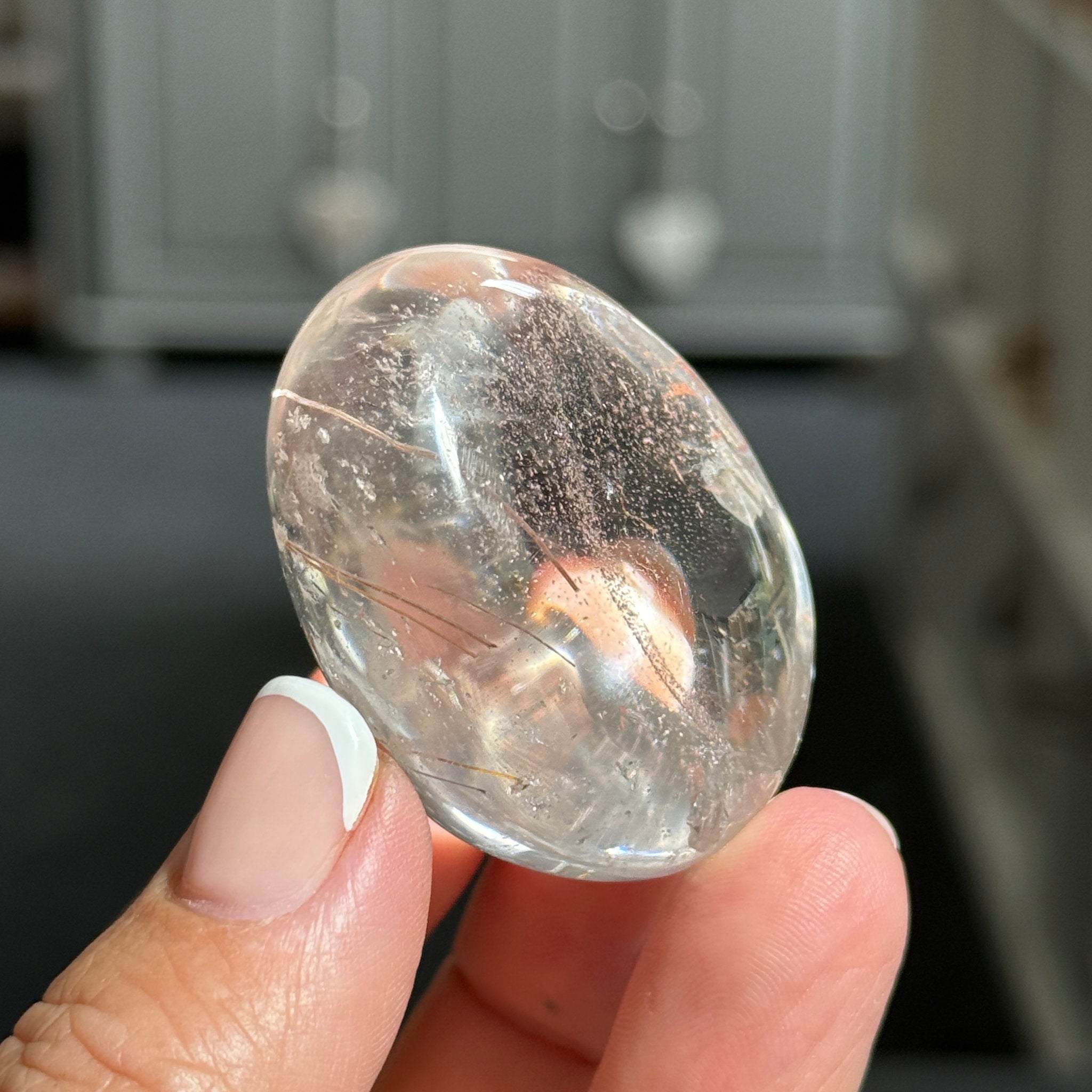 ✨ Clear Quartz Palmstone with Red Rutile – Madagascar