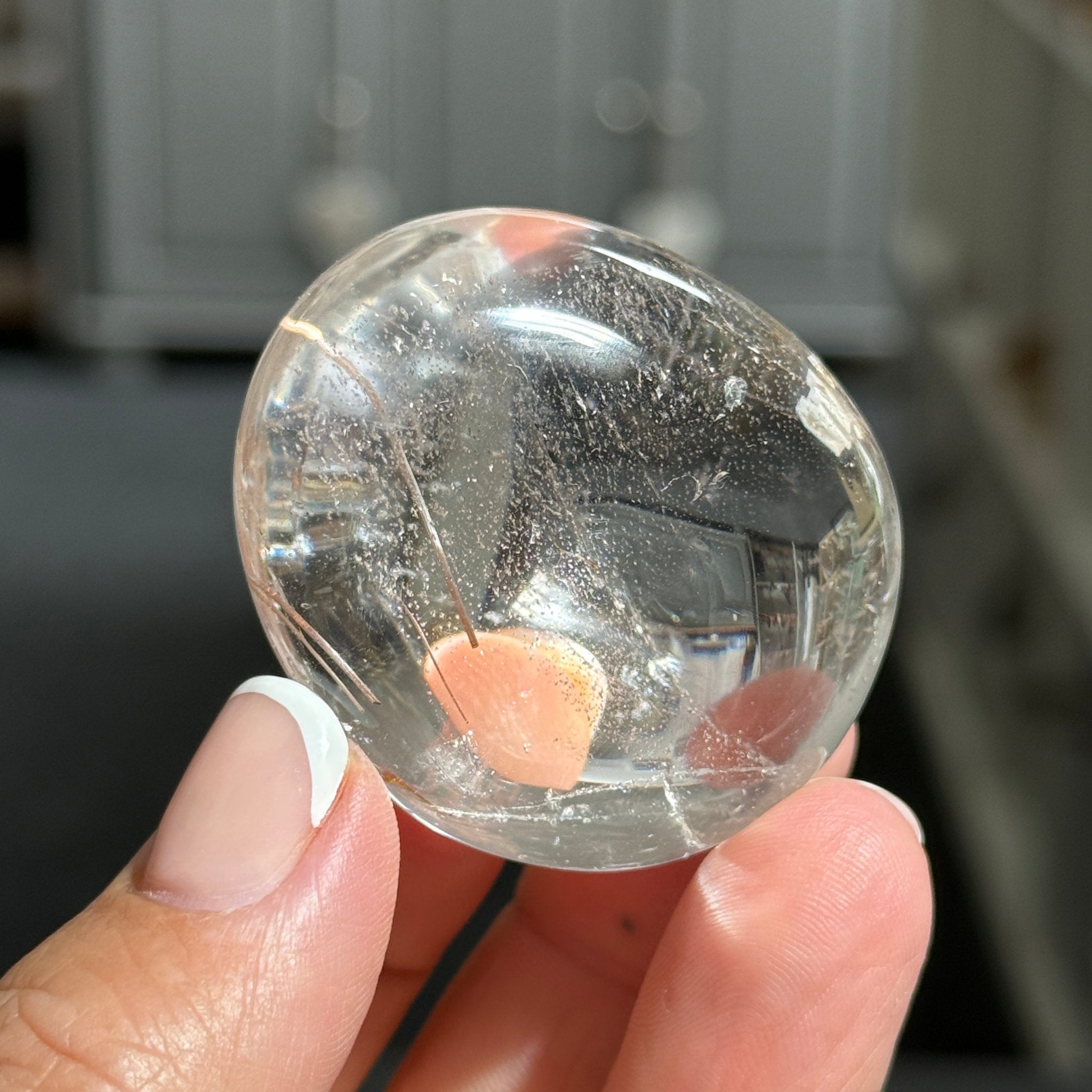 ✨ Clear Quartz Palmstone with Red Rutile – Madagascar