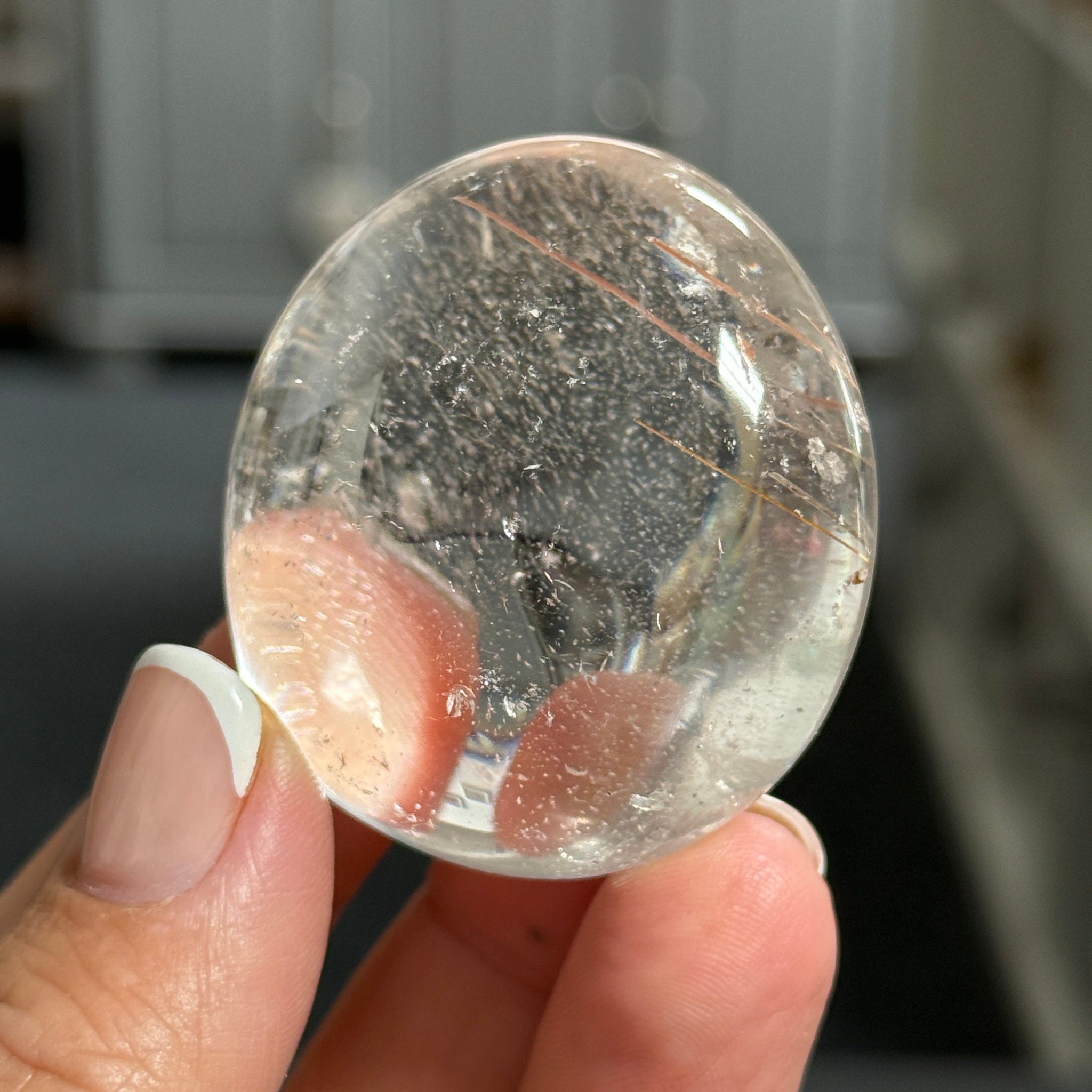 ✨ Clear Quartz Palmstone with Red Rutile – Madagascar