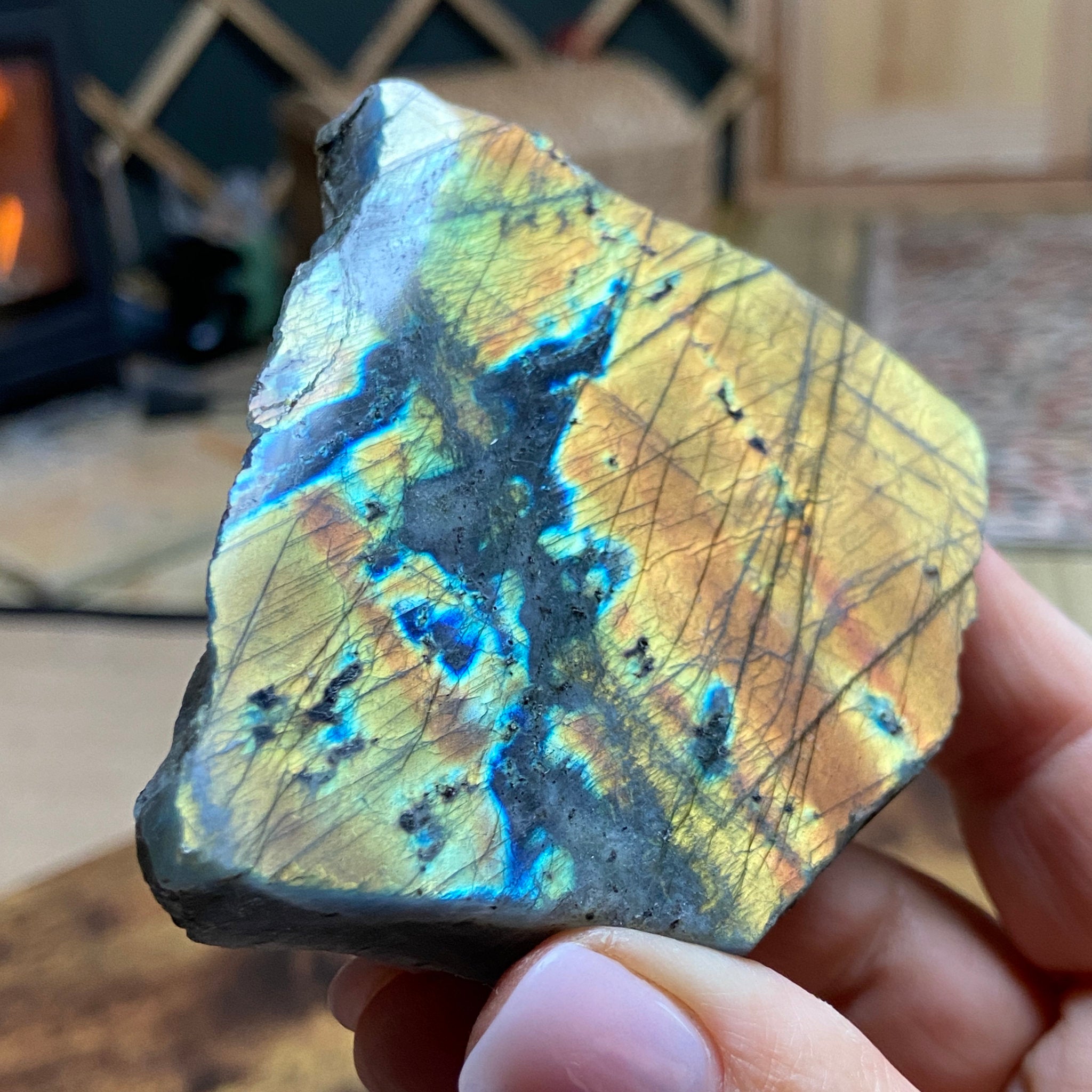 The Amber Ember - Standing Madagascan Labradorite