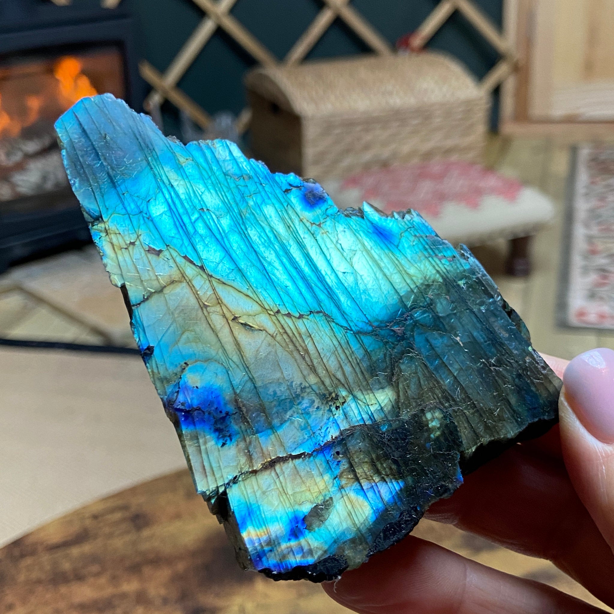 The Aqua Matrix - Standing Madagascan Labradorite