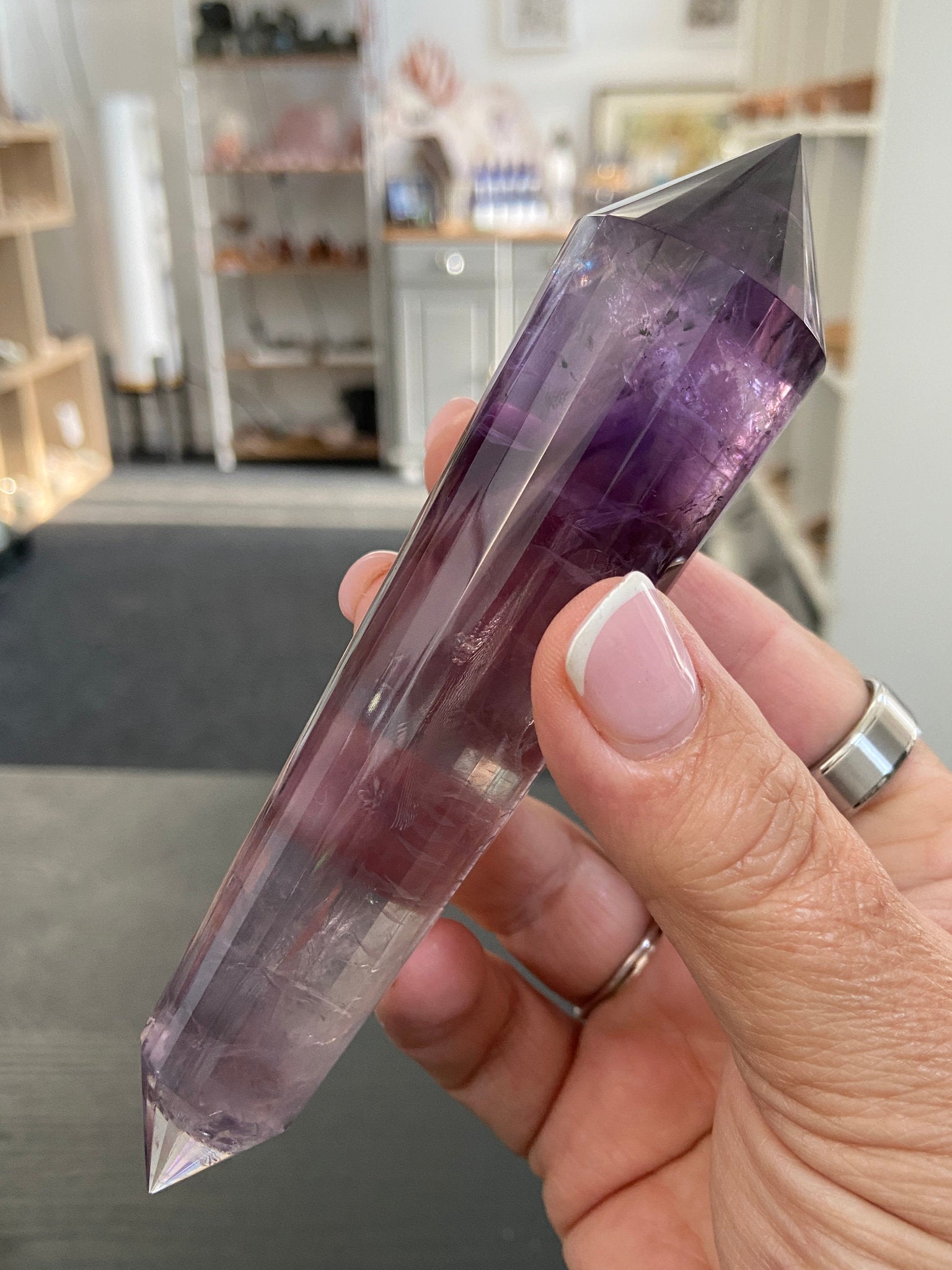 🔮 Smoky Amethyst Phantom Vogel with Fingerprints – 24 Sided