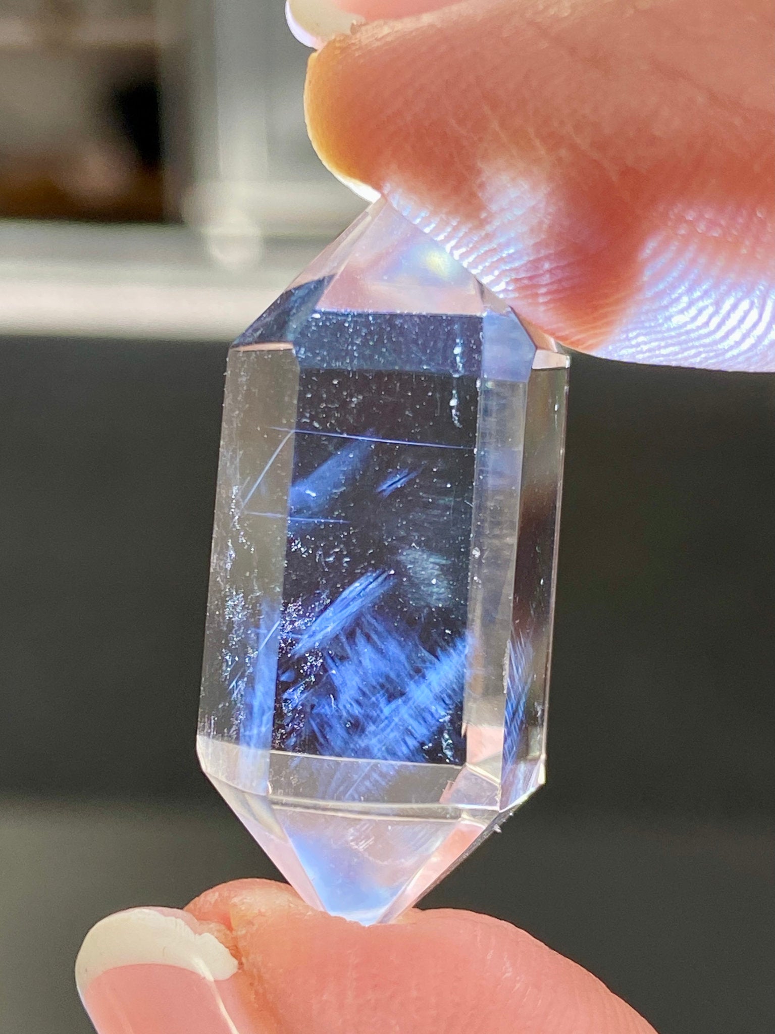 💎 Tiny Blue Feather Quartz – Double Terminated