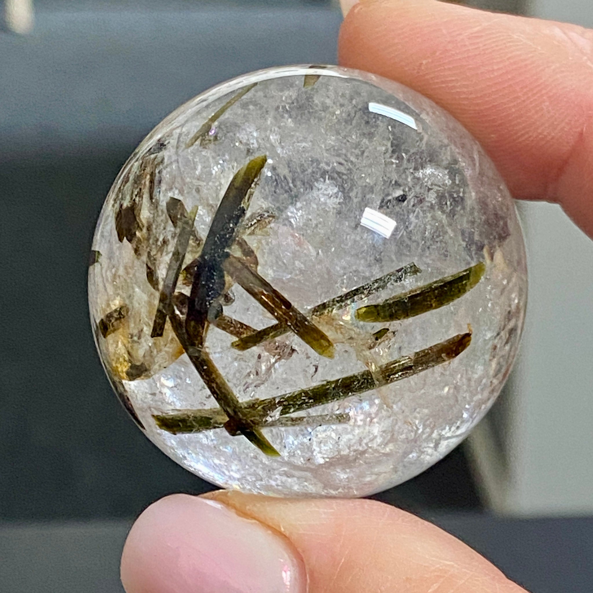 Green Tourmaline in Quartz Sphere - Brazil