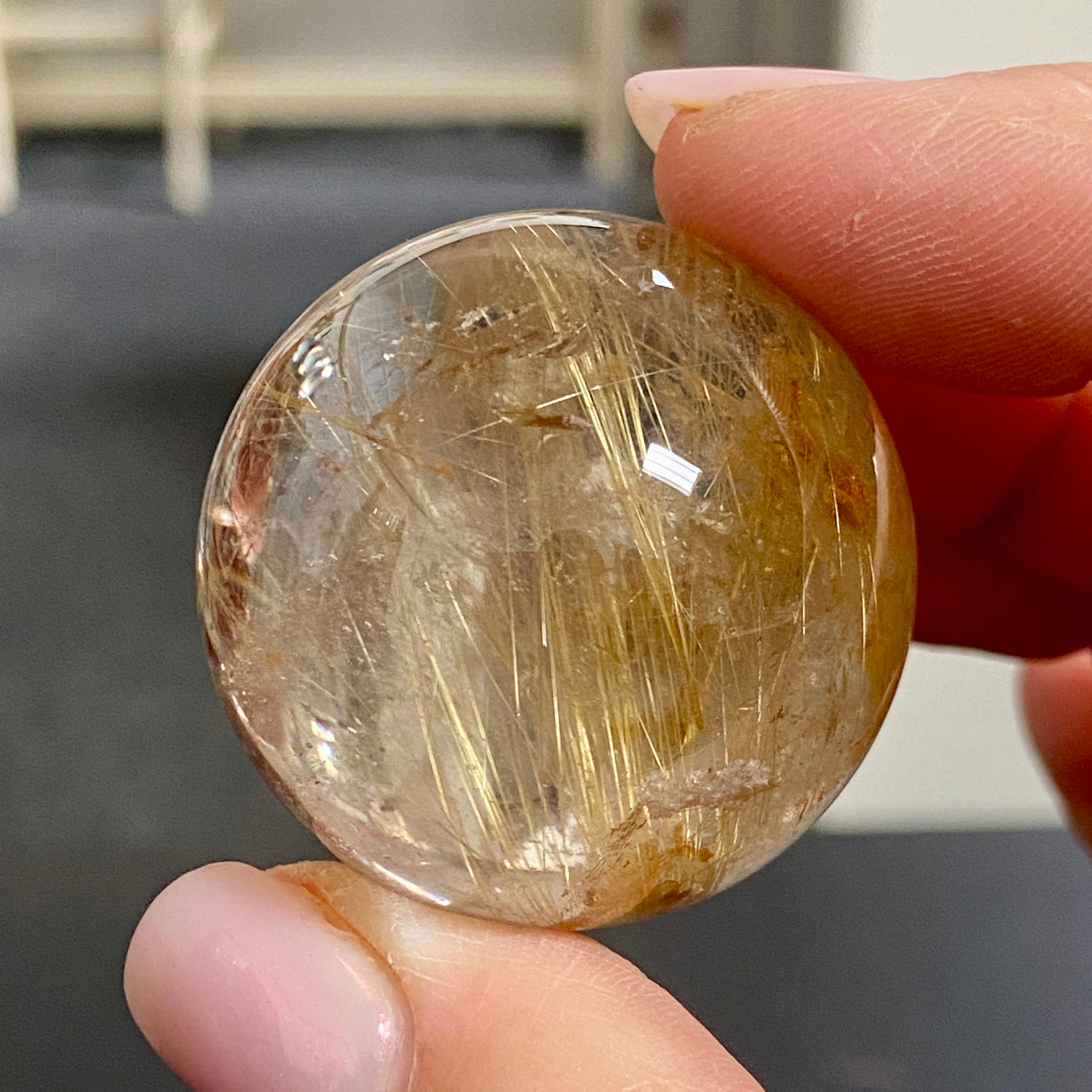 Golden Rutile in Quartz Sphere - Brazil