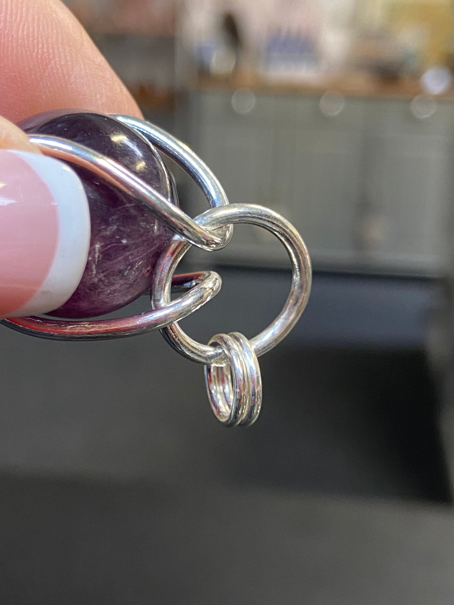 Caged Spinning Lepidolite Sphere Pendant – Bespoke by Song of the Sea