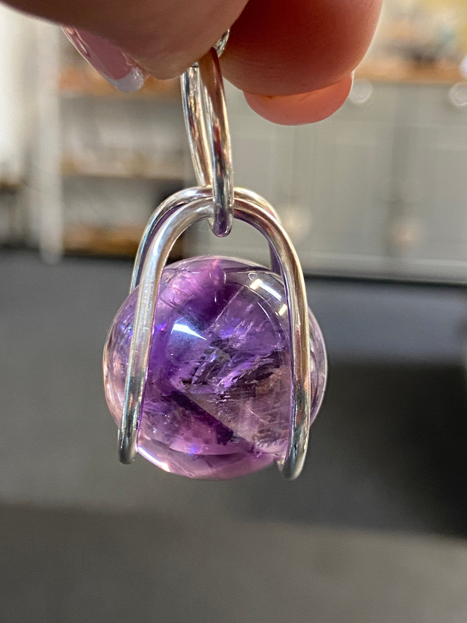Caged Uruguayan Smoky Amethyst Sphere Pendant – Bespoke by Song of the Sea