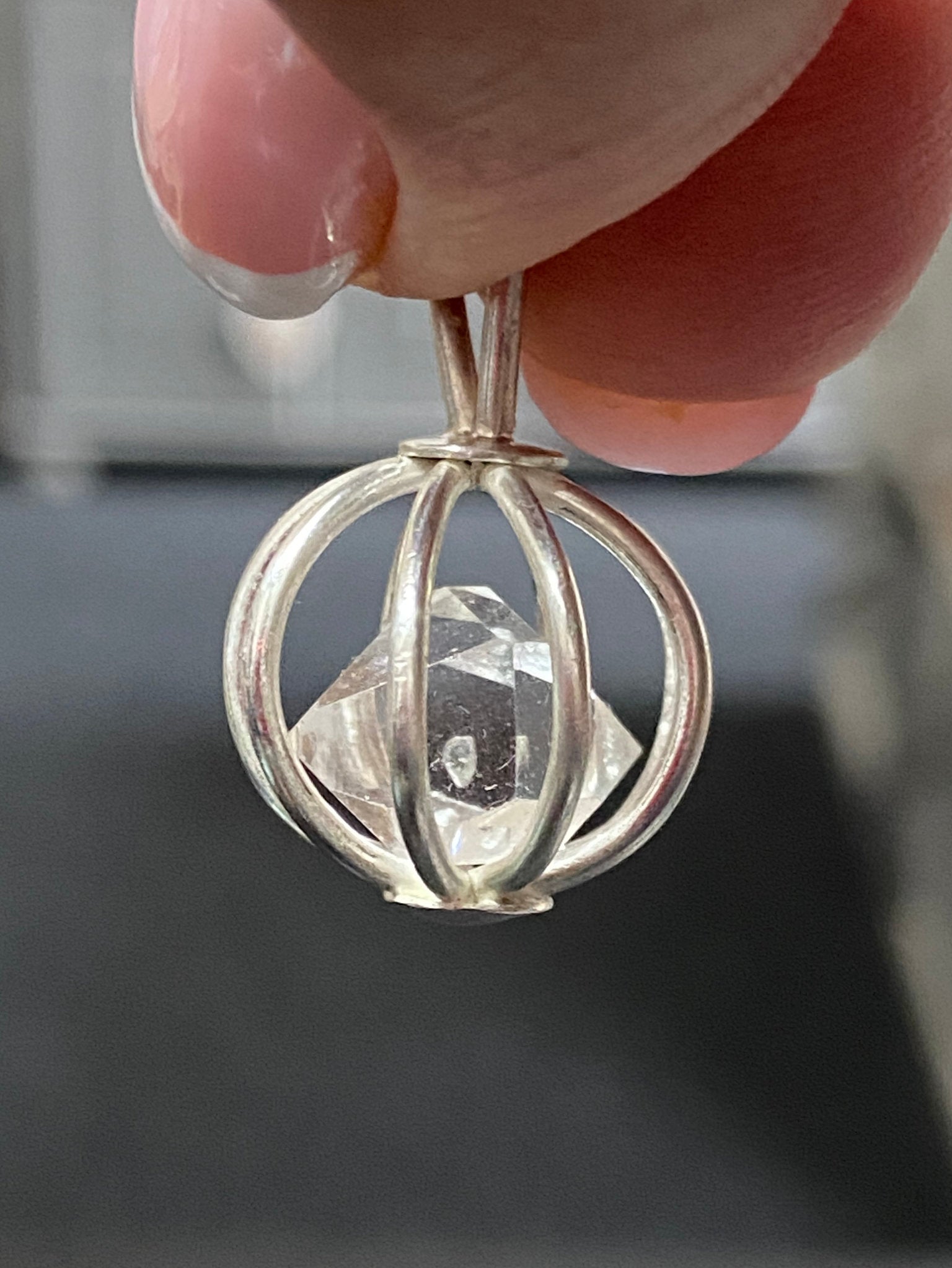 Caged Herkimer Diamond Pendant – Hand-mined & Handmade - Song of the Sea