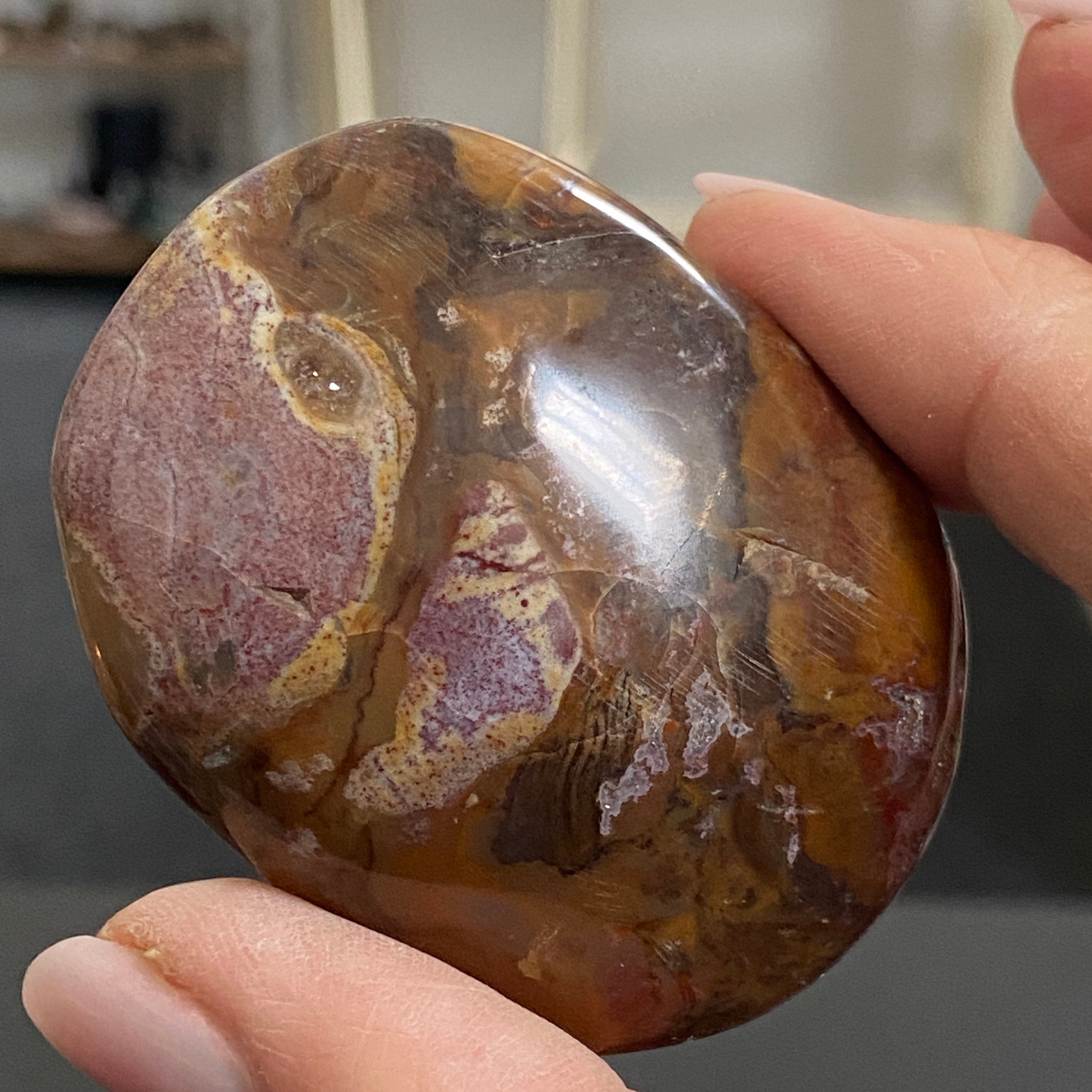 Petrified Wood Purple Druz Palmstone