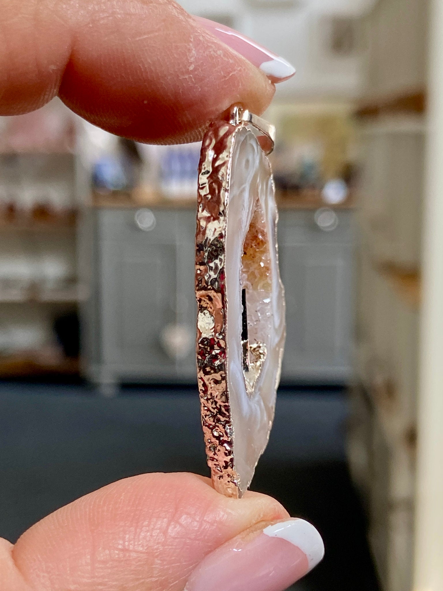 Tabasco Geode - Black Tourmaline Silver Gilded Pendant