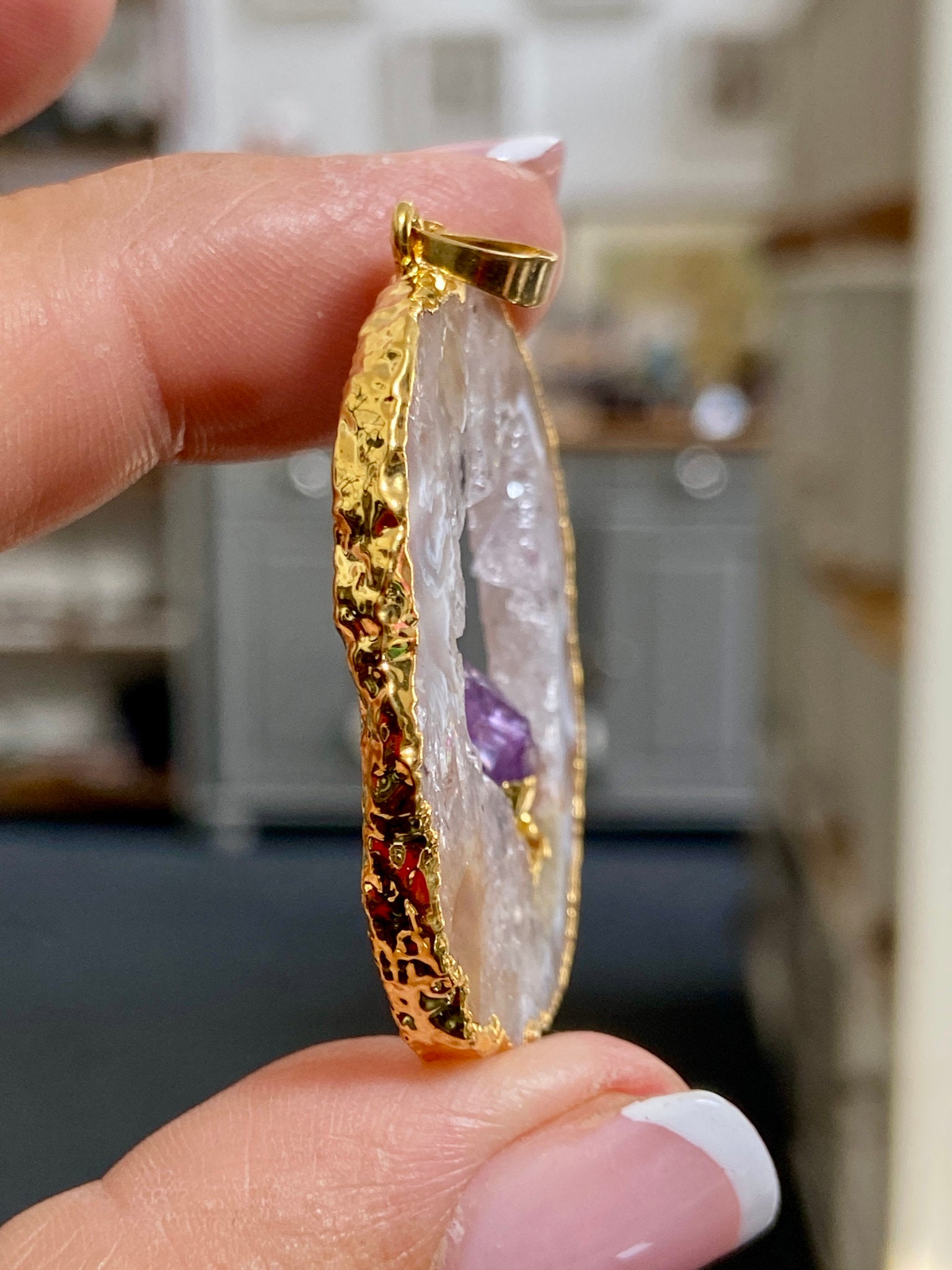 Tabasco Geode - Amethyst Gold Gilded Pendant
