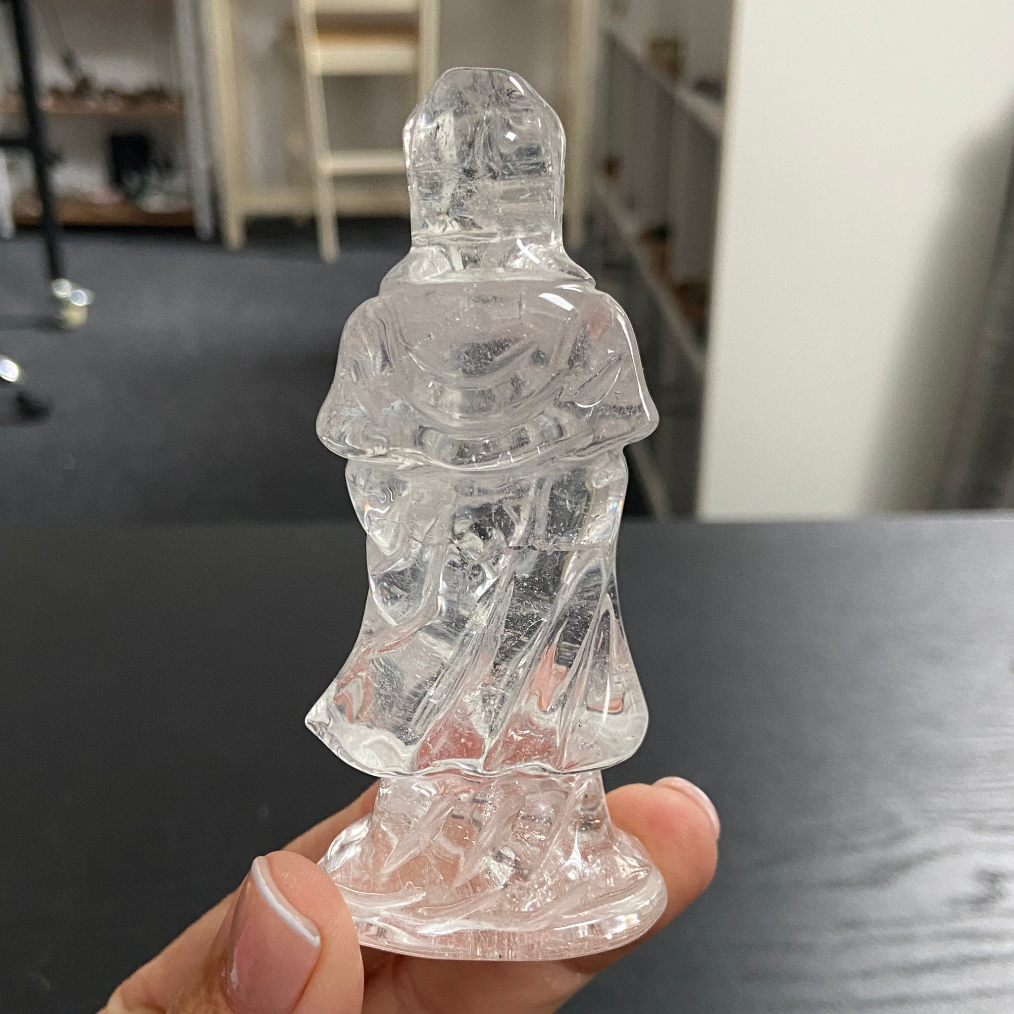Hand Carved - Clear Quartz Kuan Yin Carving – Brazil