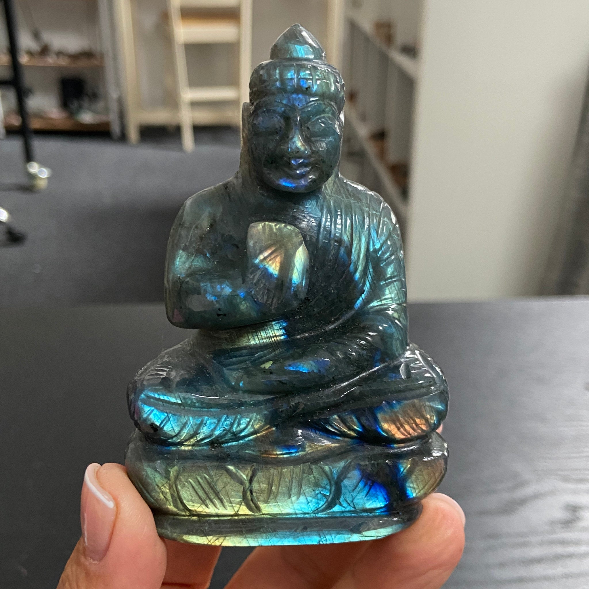 Hand Carved - Labradorite Buddha Carving – Madagascar