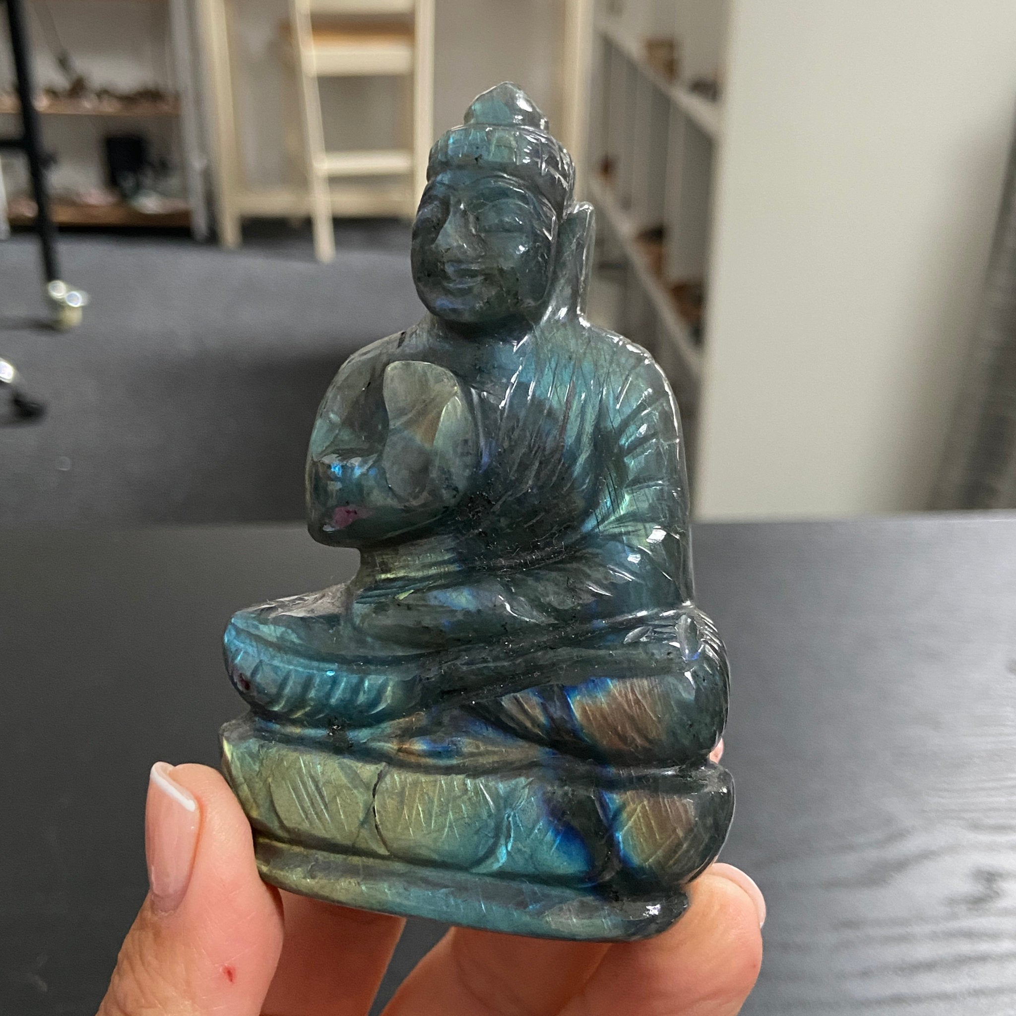 Hand Carved - Labradorite Buddha Carving – Madagascar