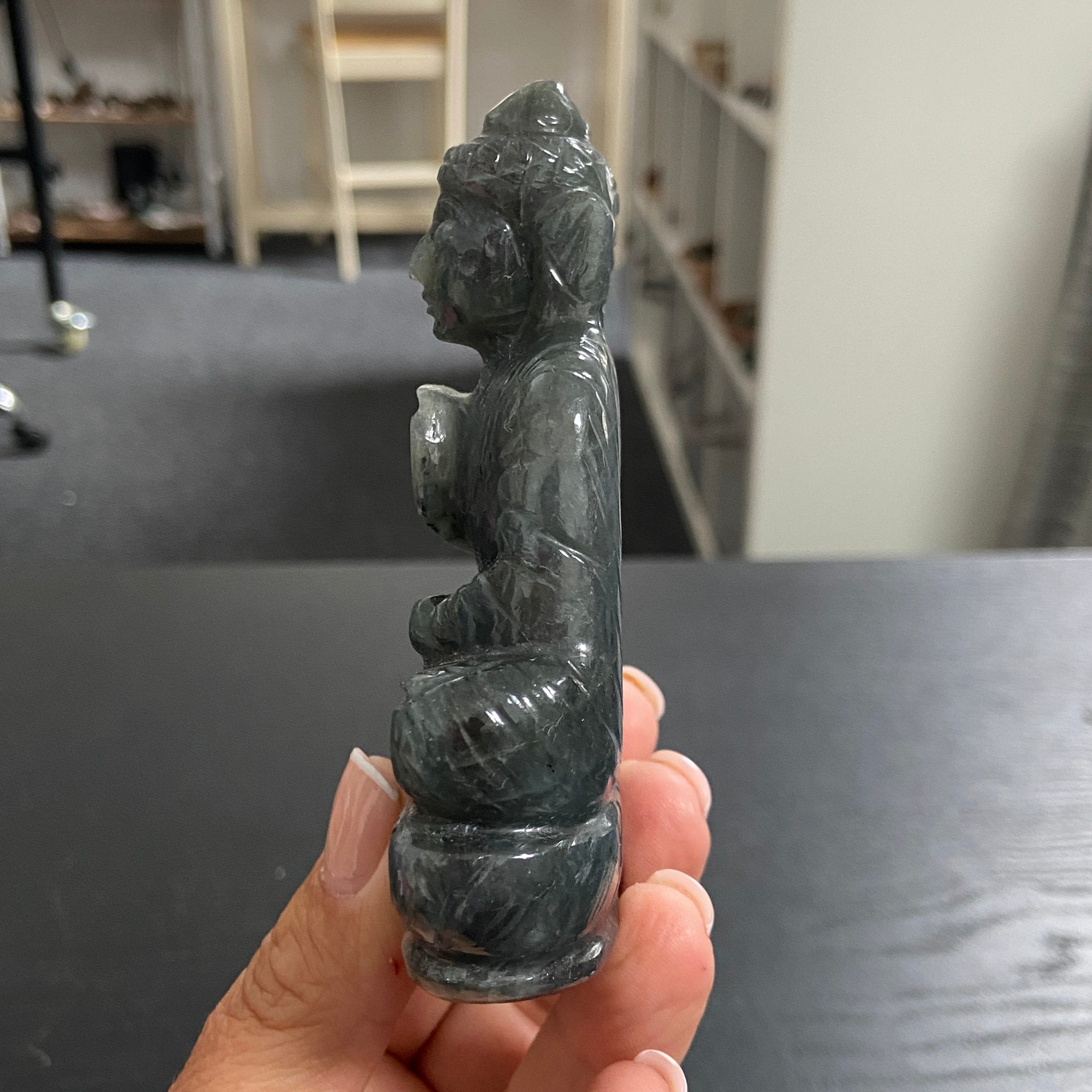 Hand Carved - Labradorite Buddha Carving – Madagascar