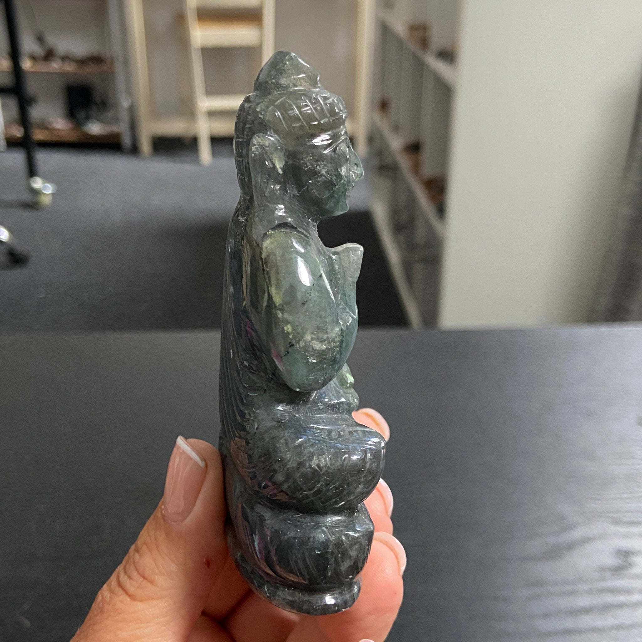 Hand Carved - Labradorite Buddha Carving – Madagascar