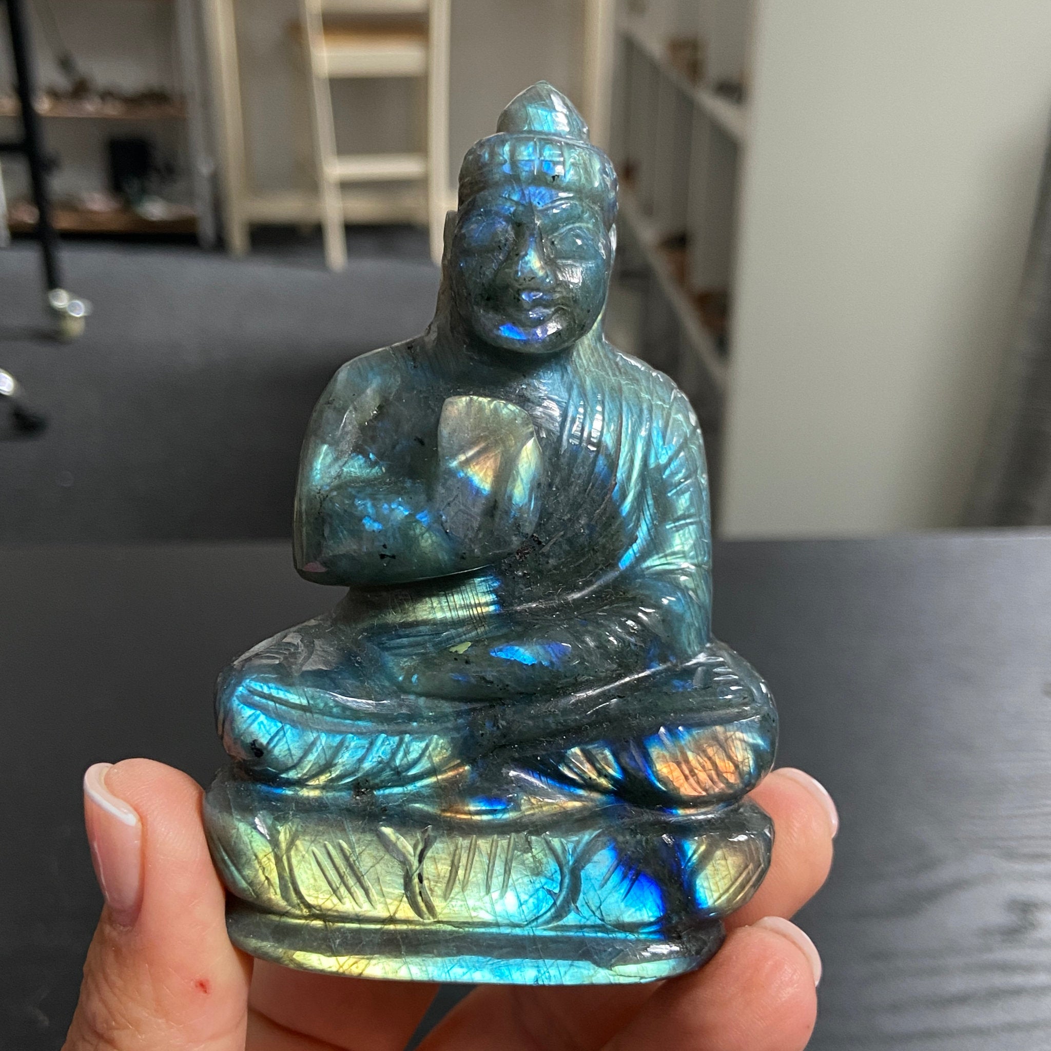 Hand Carved - Labradorite Buddha Carving – Madagascar