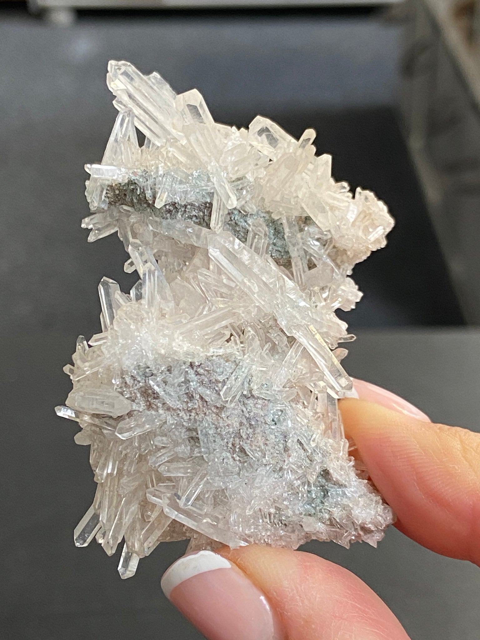 Lemurian Light Needle Cluster with Fuchsite