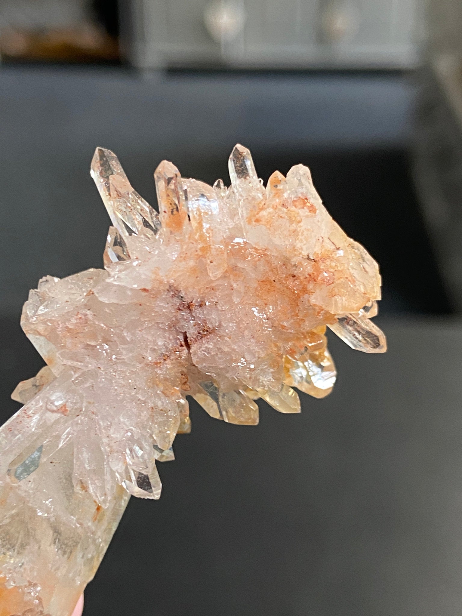 Pink & Gold Lemurian Light Quartz Cluster