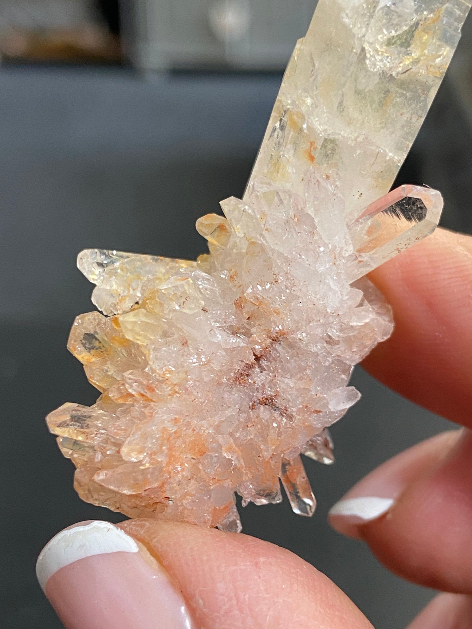 Pink & Gold Lemurian Light Quartz Cluster