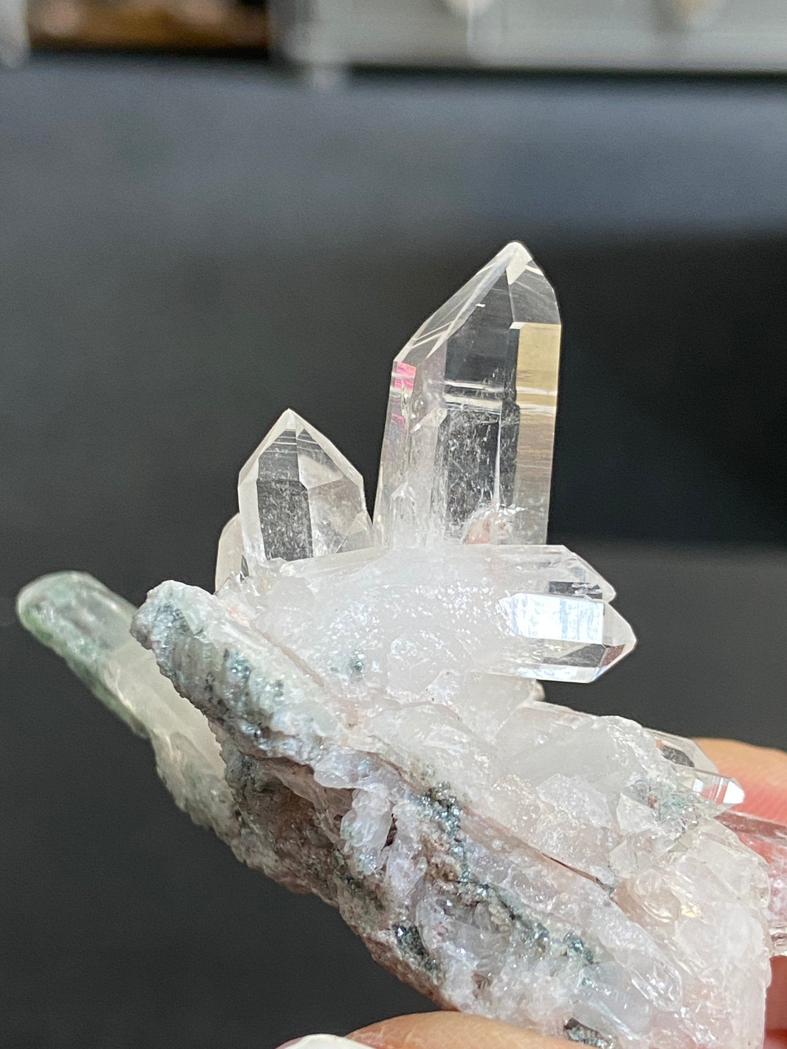 Lemurian Light Quartz Cluster with Fuchsite