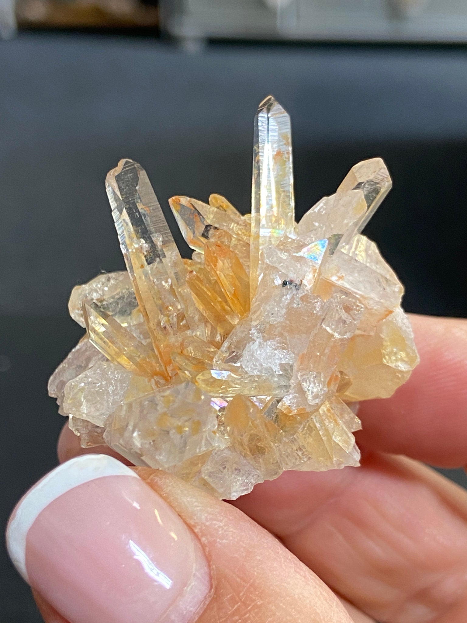 Pink & Gold Lemurian Light Quartz Cluster