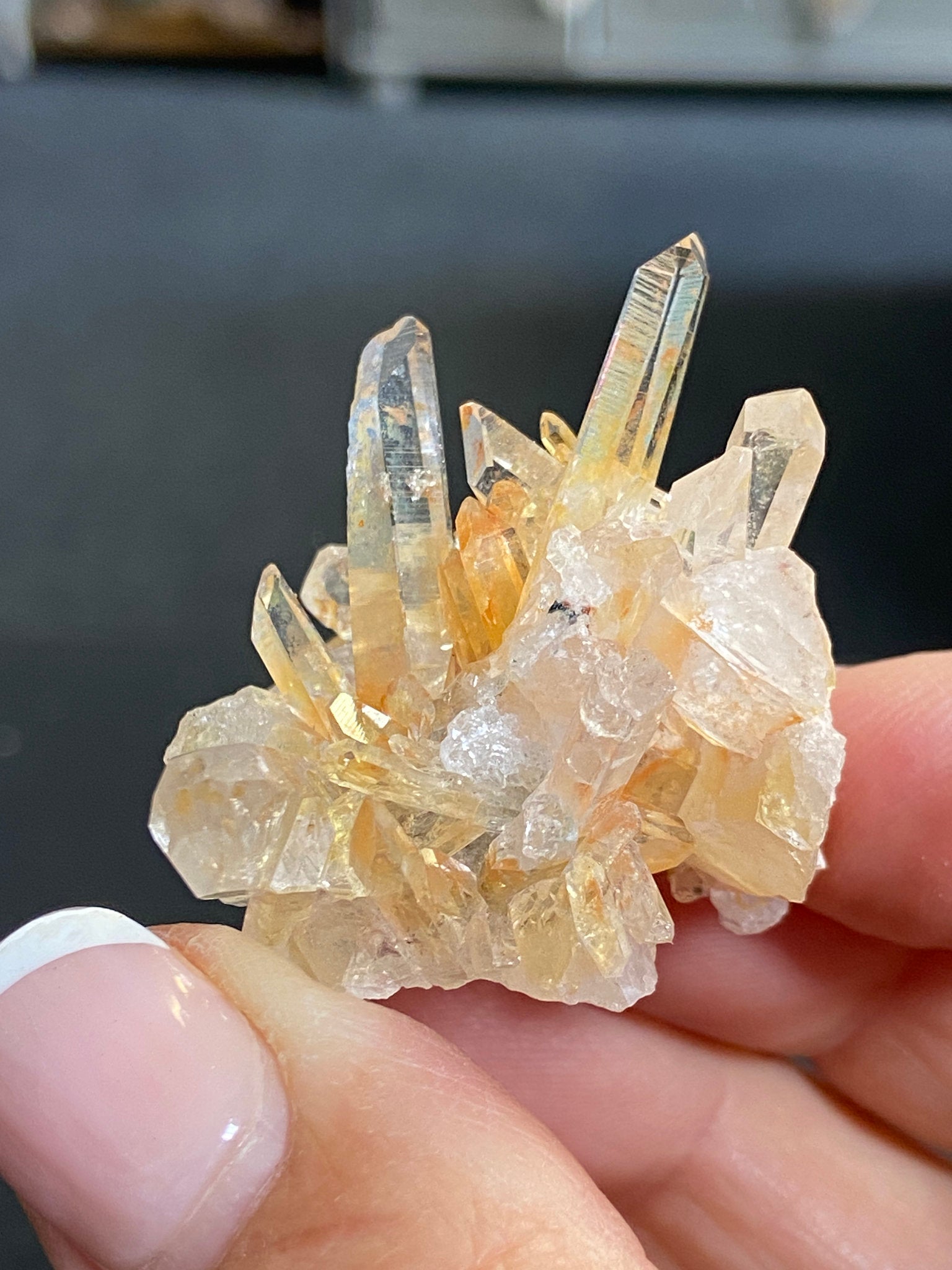 Pink & Gold Lemurian Light Quartz Cluster