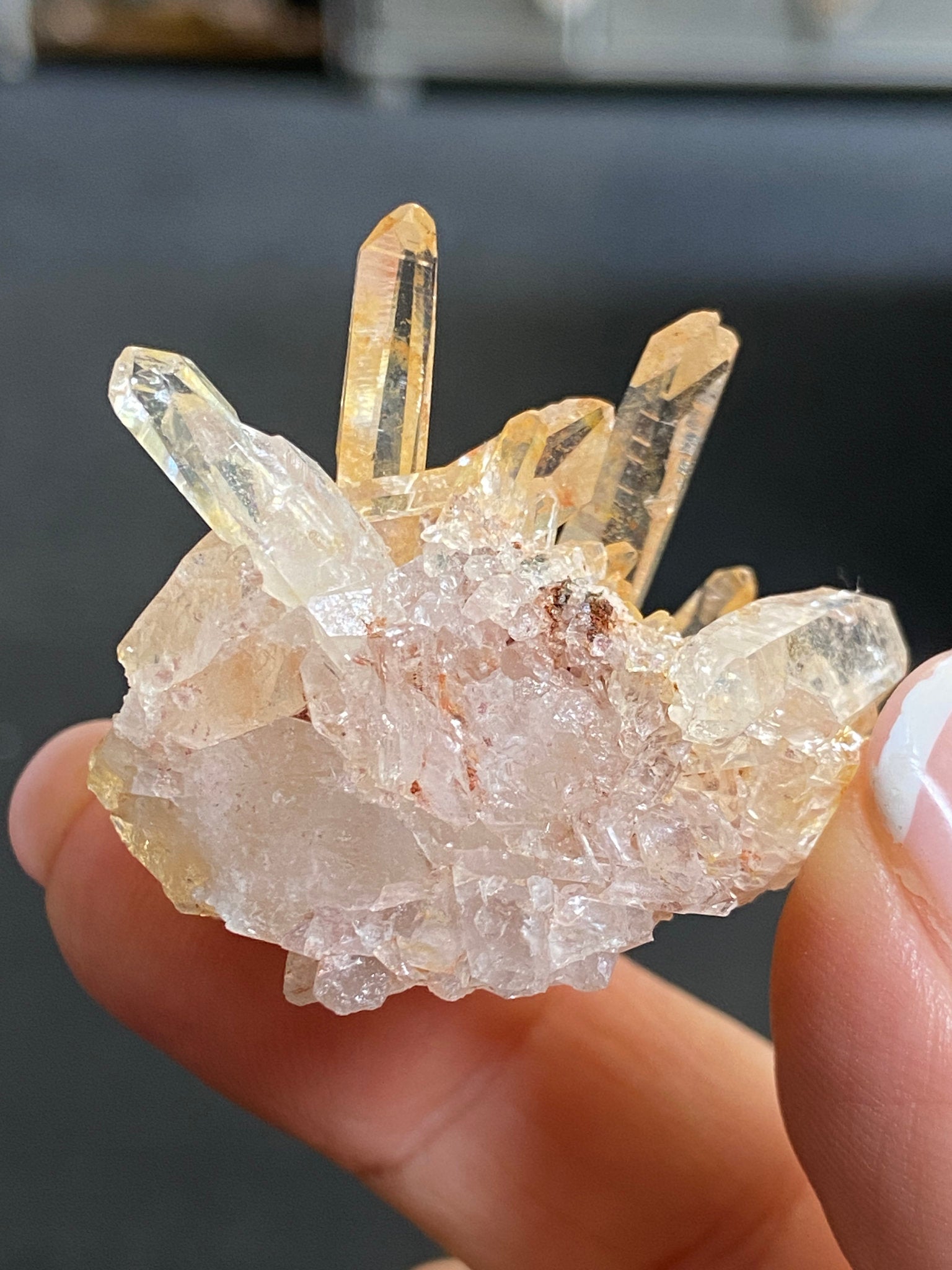 Pink & Gold Lemurian Light Quartz Cluster