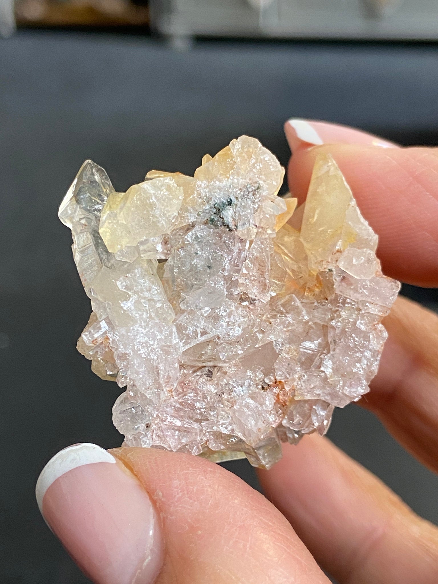 Pink & Gold Lemurian Light Quartz Cluster