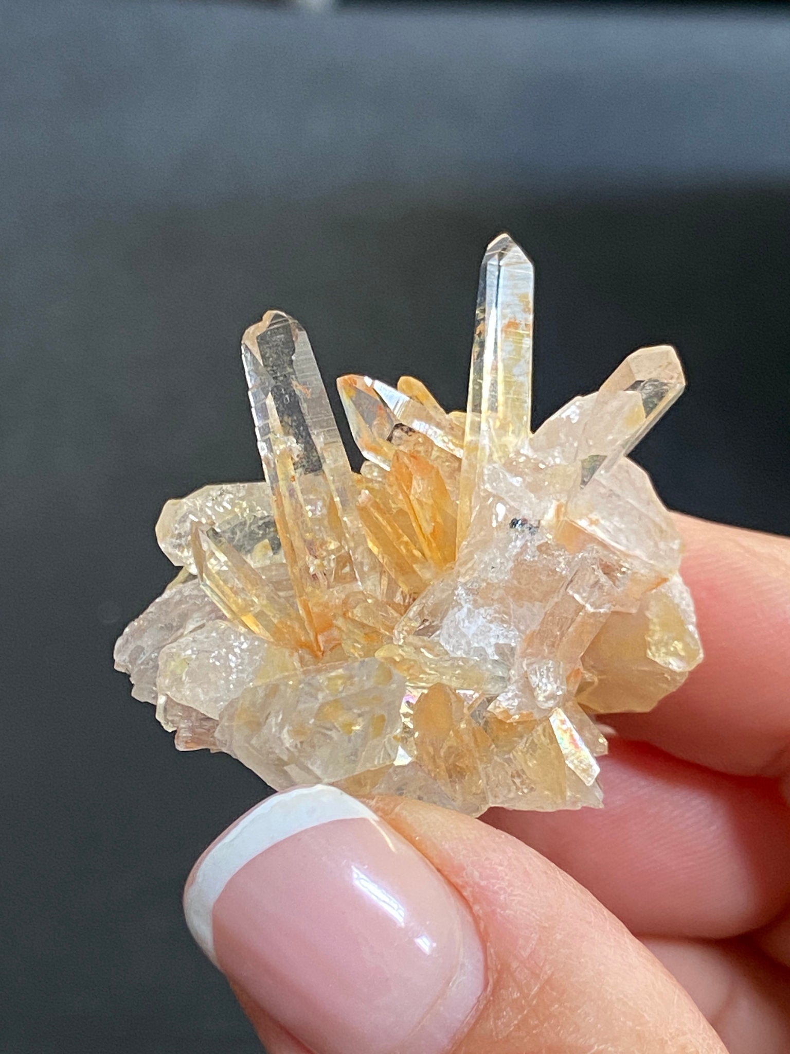 Pink & Gold Lemurian Light Quartz Cluster