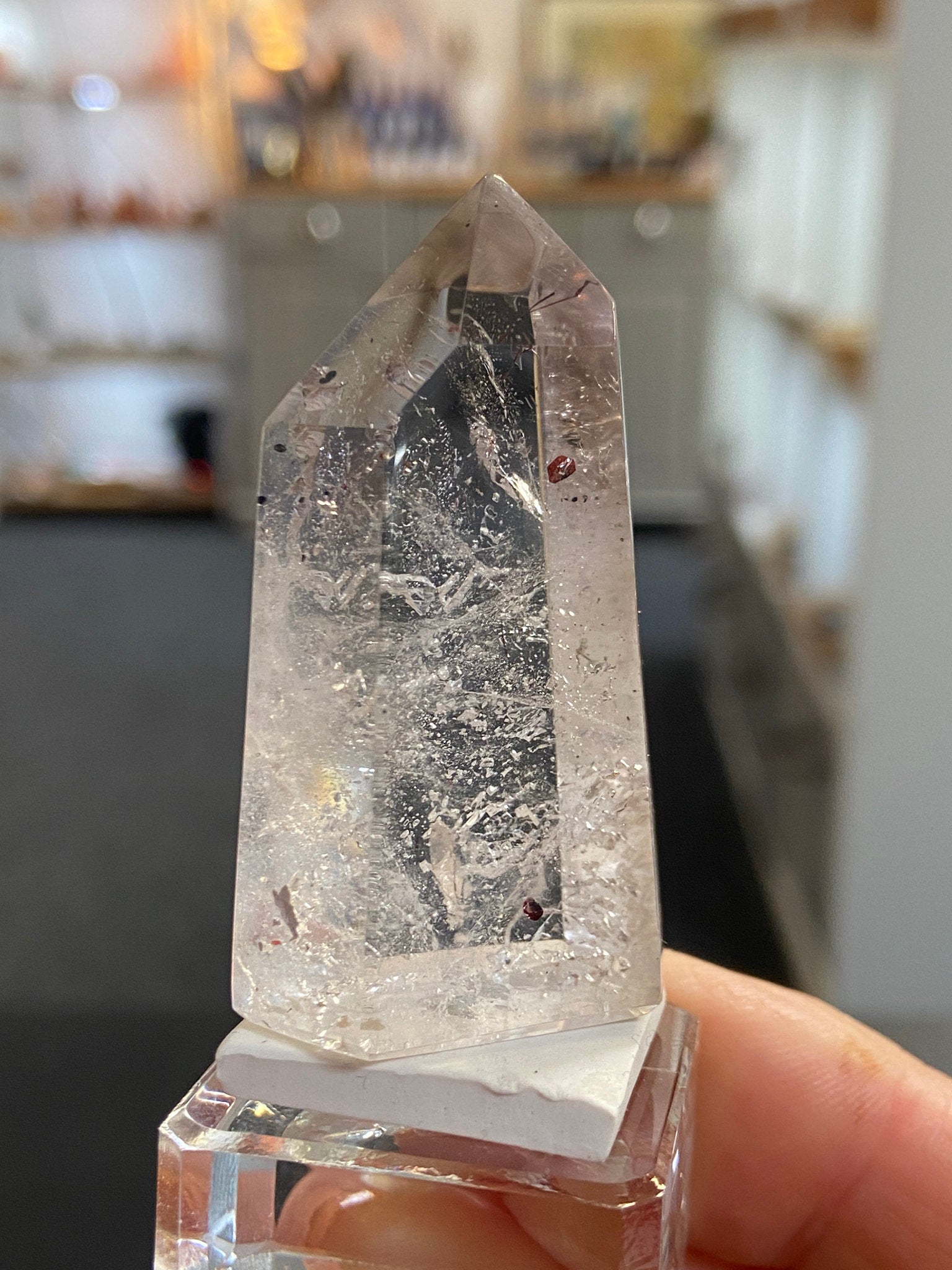 Madagascan Quartz Tower – Smoky Amethyst with Lepidocrocite & Rutile