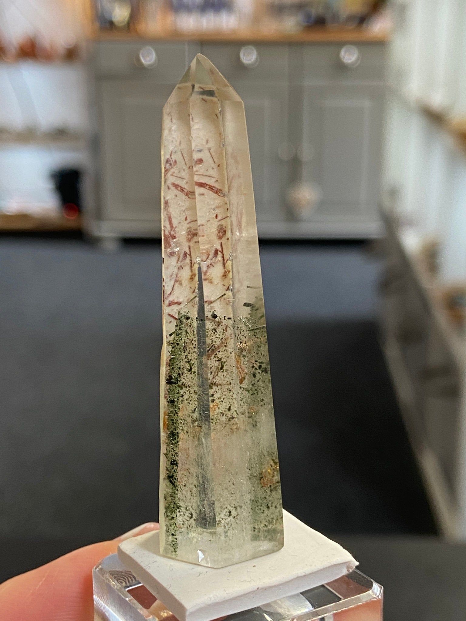 Madagascan Quartz Tower – Chlorite Phantom with Chalcedony & Rutile