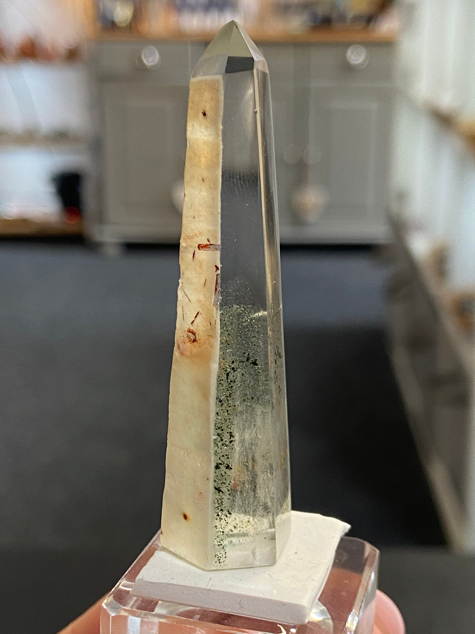 Madagascan Quartz Tower – Chlorite Phantom with Chalcedony & Rutile