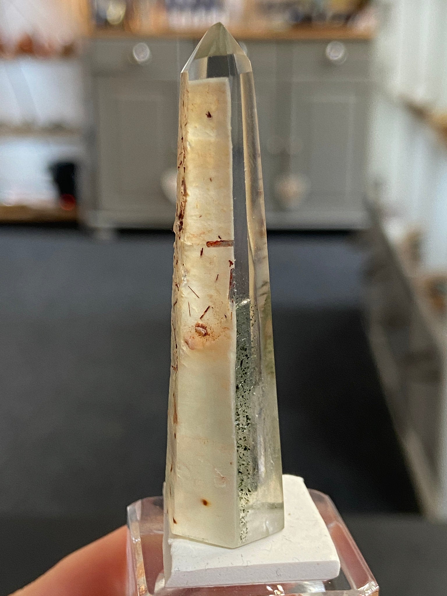 Madagascan Quartz Tower – Chlorite Phantom with Chalcedony & Rutile