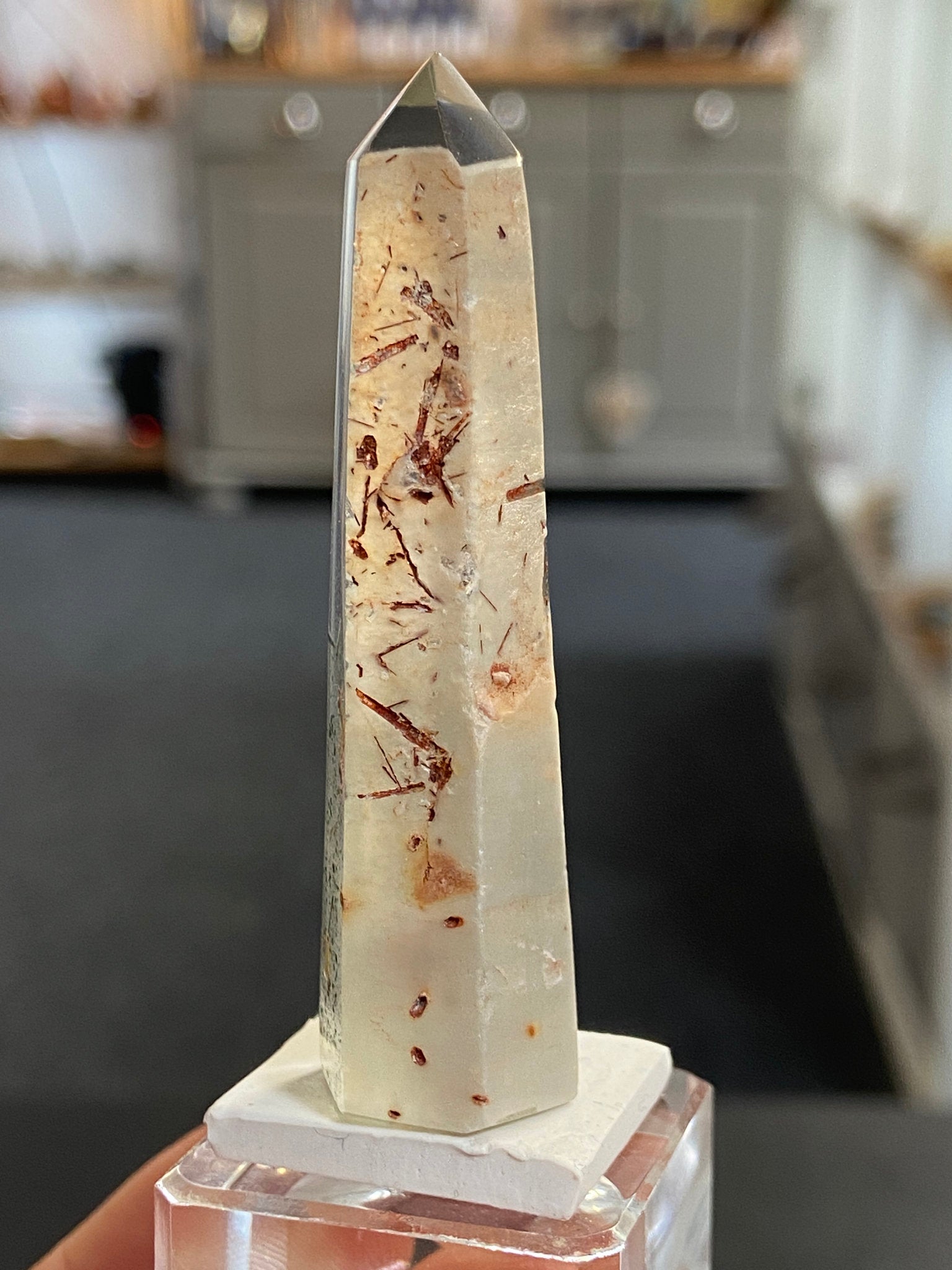 Madagascan Quartz Tower – Chlorite Phantom with Chalcedony & Rutile