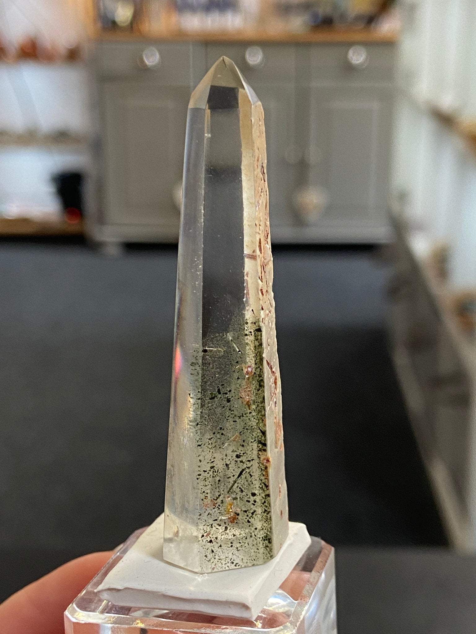 Madagascan Quartz Tower – Chlorite Phantom with Chalcedony & Rutile