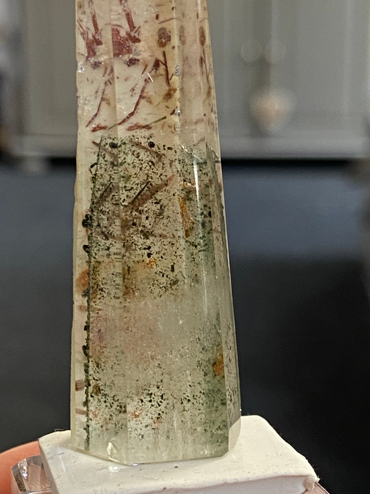 Madagascan Quartz Tower – Chlorite Phantom with Chalcedony & Rutile