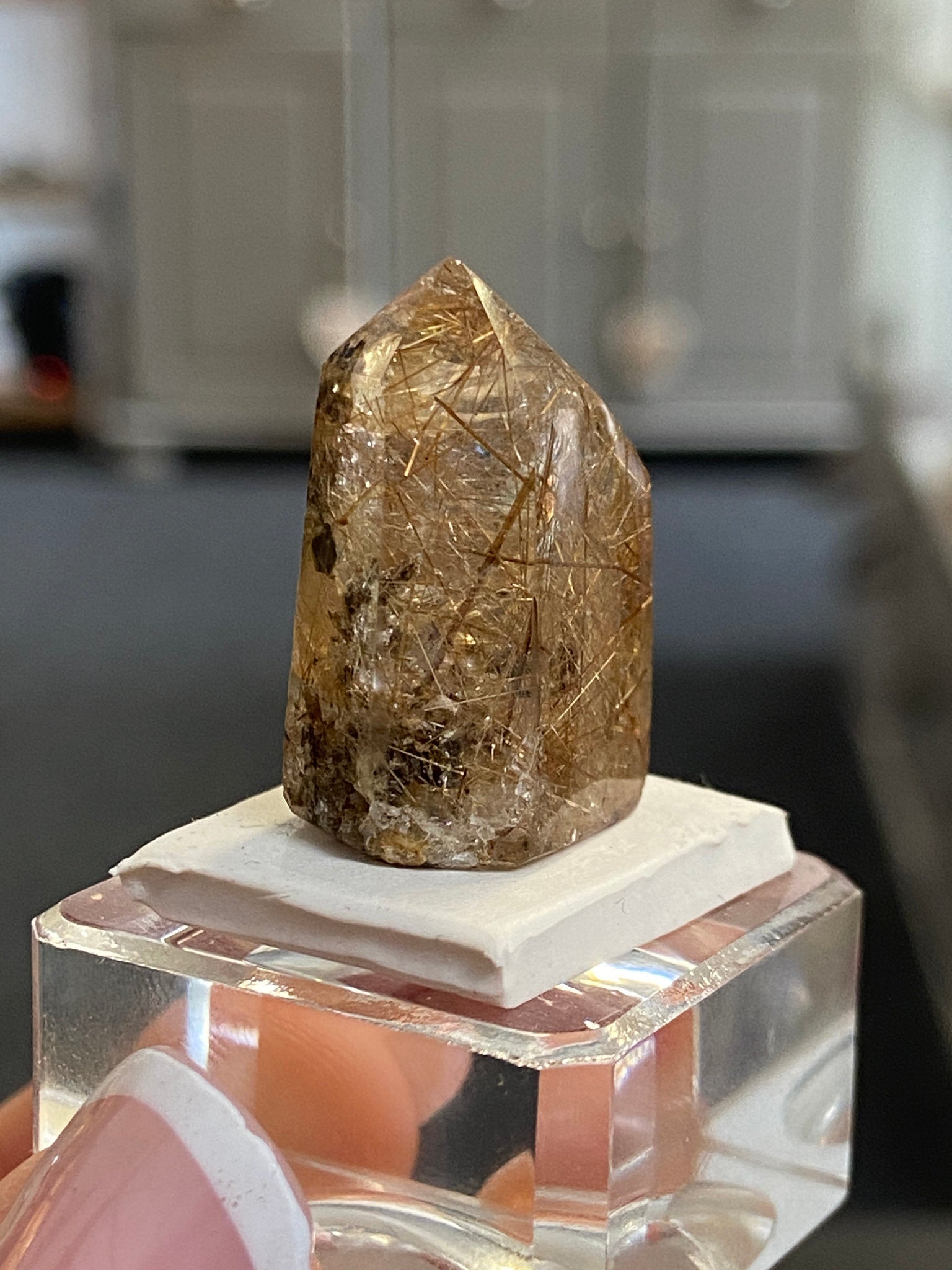Madagascan Quartz Tower – Golden Rutile with Actinolite